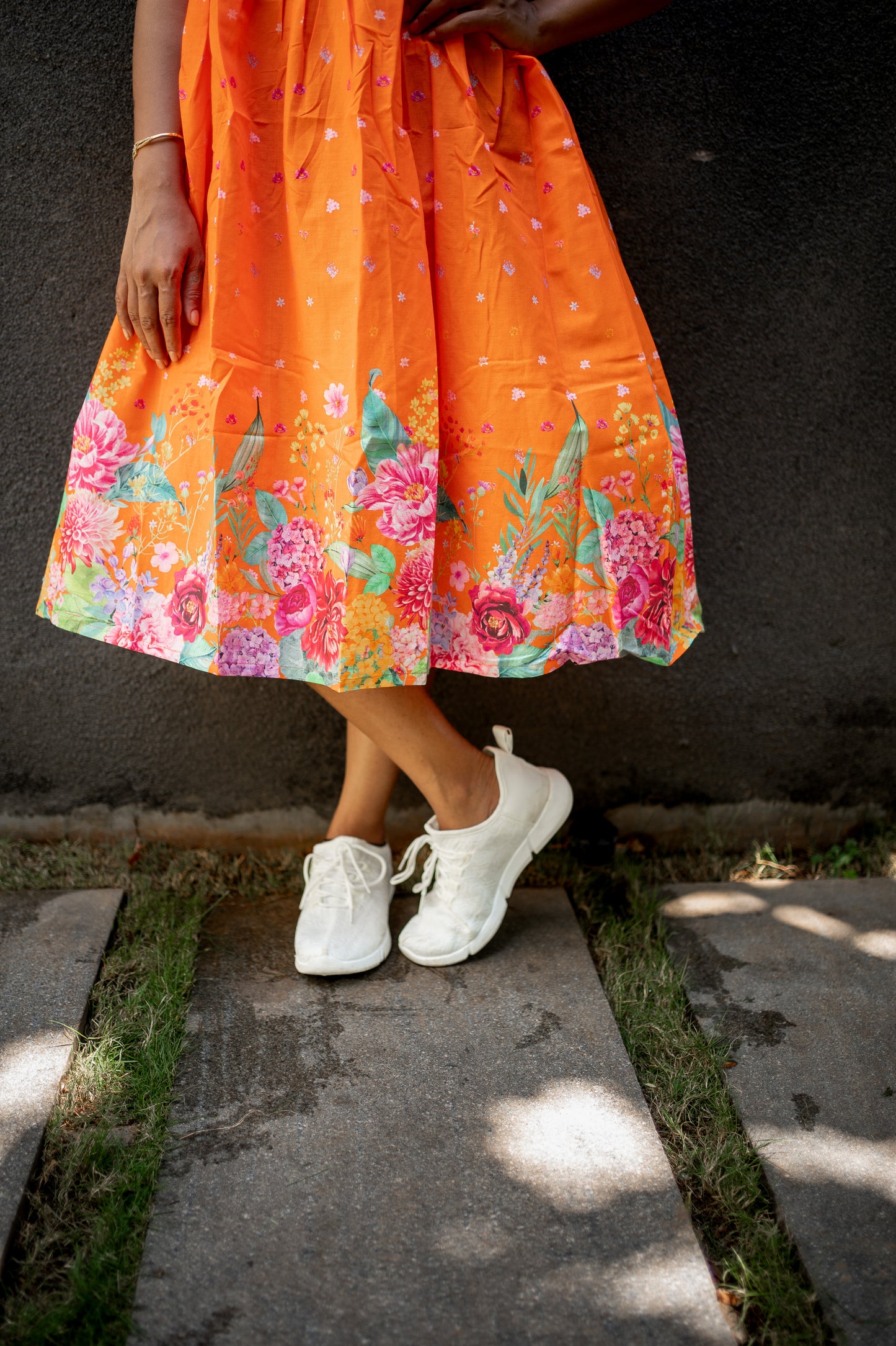 Bhavika Devarapalli, orange cotton dress , Floral print, Designer frocks, Best designer dress, top Indian Designer dresses, frocks, Best Designer collection, Orange floral dress, black cotton printed Dress, cotton dress, floral prints, cotton floral dress