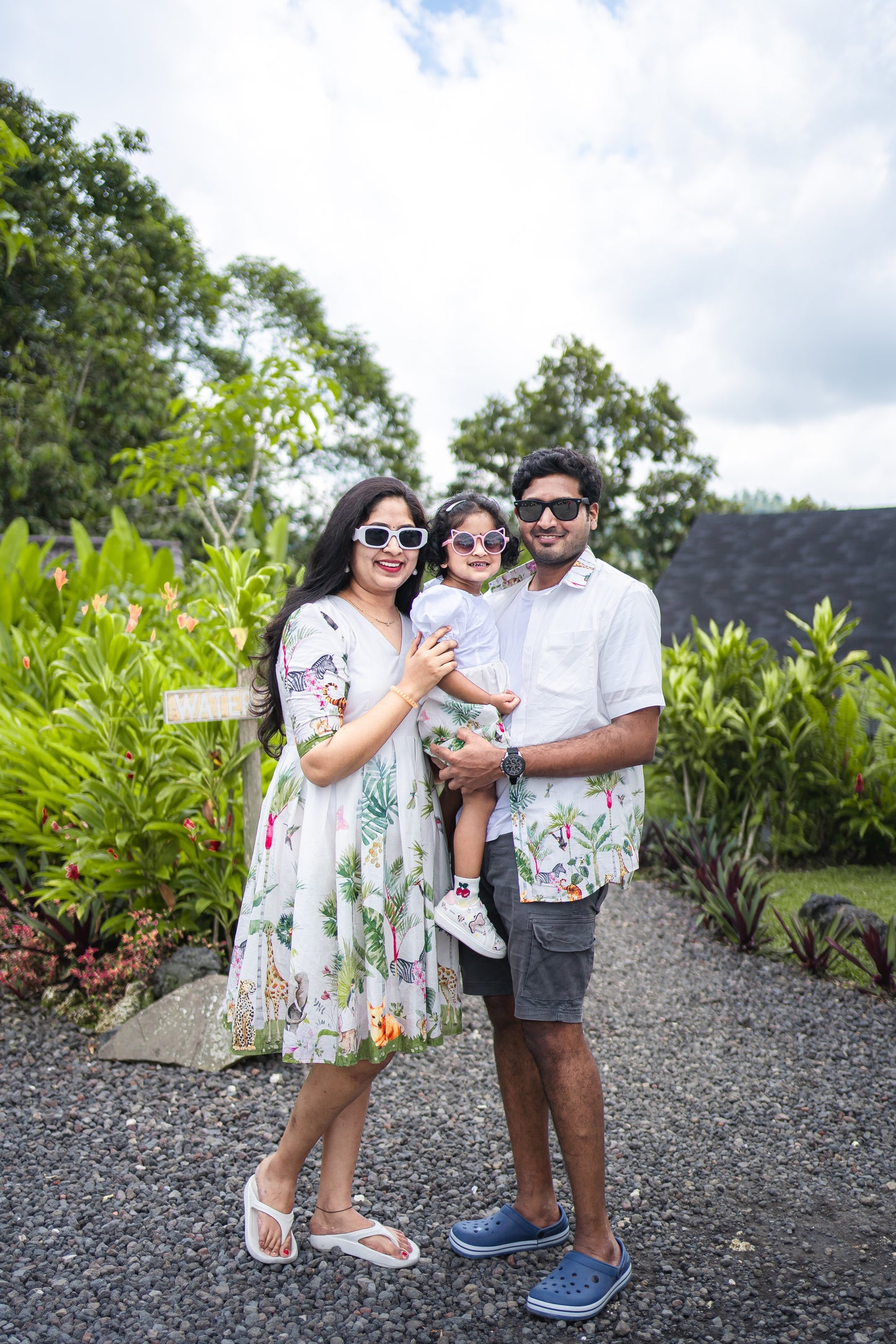 Bhavika Devarapalli Cotton family combo, Floral print, Designer cotton printed frock, Best designer vacation, top Indian Designer Bali vacation theme dresses, Indian Occasional wear, Best Designer collection,white frock