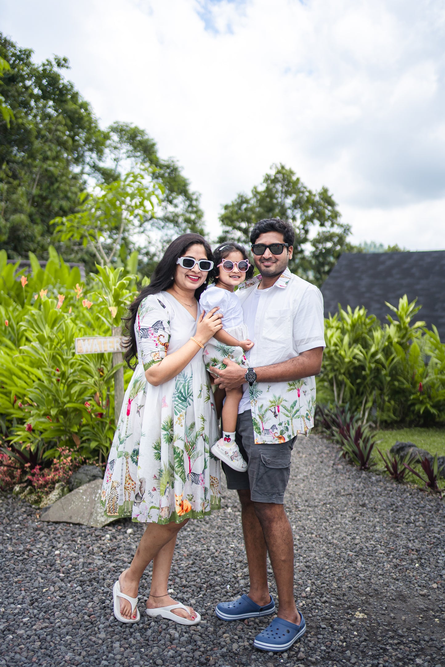 Bhavika Devarapalli Cotton family combo, Floral print, Designer cotton printed frock, Best designer vacation, top Indian Designer Bali vacation theme dresses, Indian Occasional wear, Best Designer collection,white frock