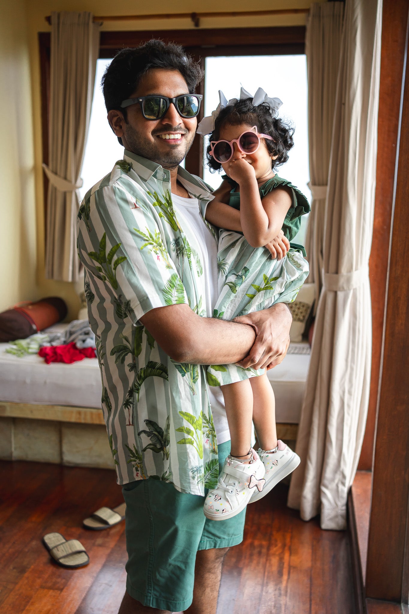 BALI Forest theme White kids stripes frock