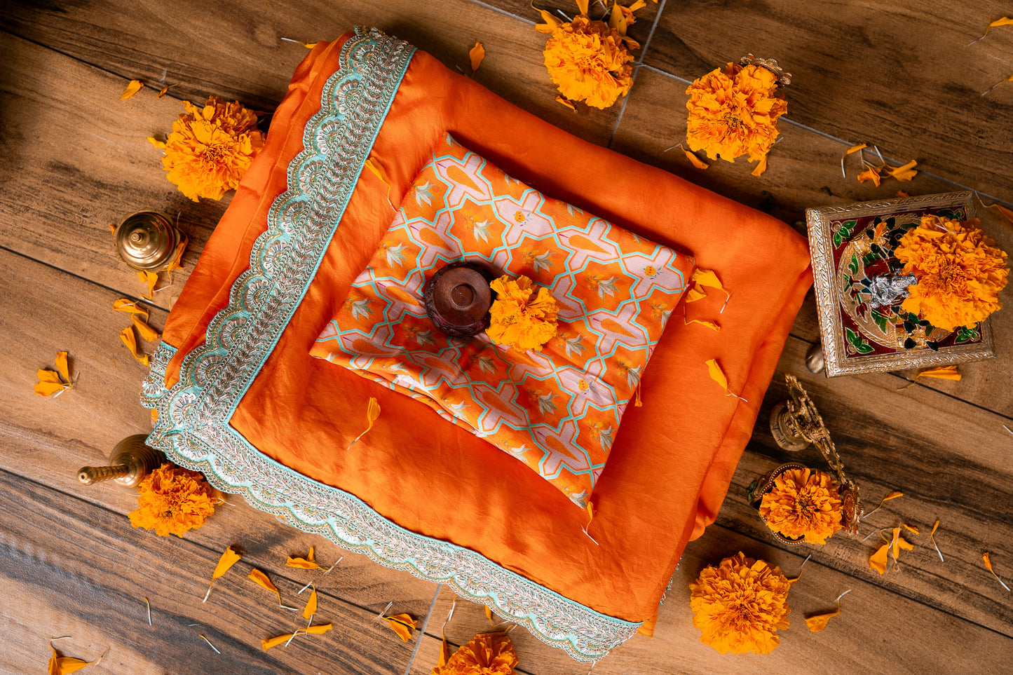 Festival sarees online, Orange designer saree, raw silk blouse, semi silk saree, ethnic wear for women, wedding sarees, festive fashion India, silk sarees with blouse, printed raw silk, designer sarees 2025, saree trends India, Orange silk saree, traditional sarees, party wear sarees, saree with printed blouse, premium sarees online, handcrafted sarees, saree for puja, elegant silk sarees, festive ethnic collection, bhavika devarapalli, vara collection, bhavikadevarapalli brand