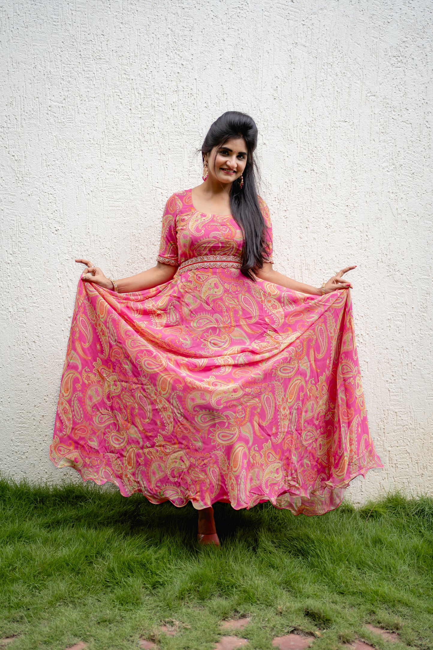 Bhavika Devarapalli short Ruffles dress , Floral print, Designer frocks, Best designer dress, pink long dress, top Indian Designer dresses, frocks, Indian Occasional & partywear wear, Best Designer collection, pink long frock, anarkali