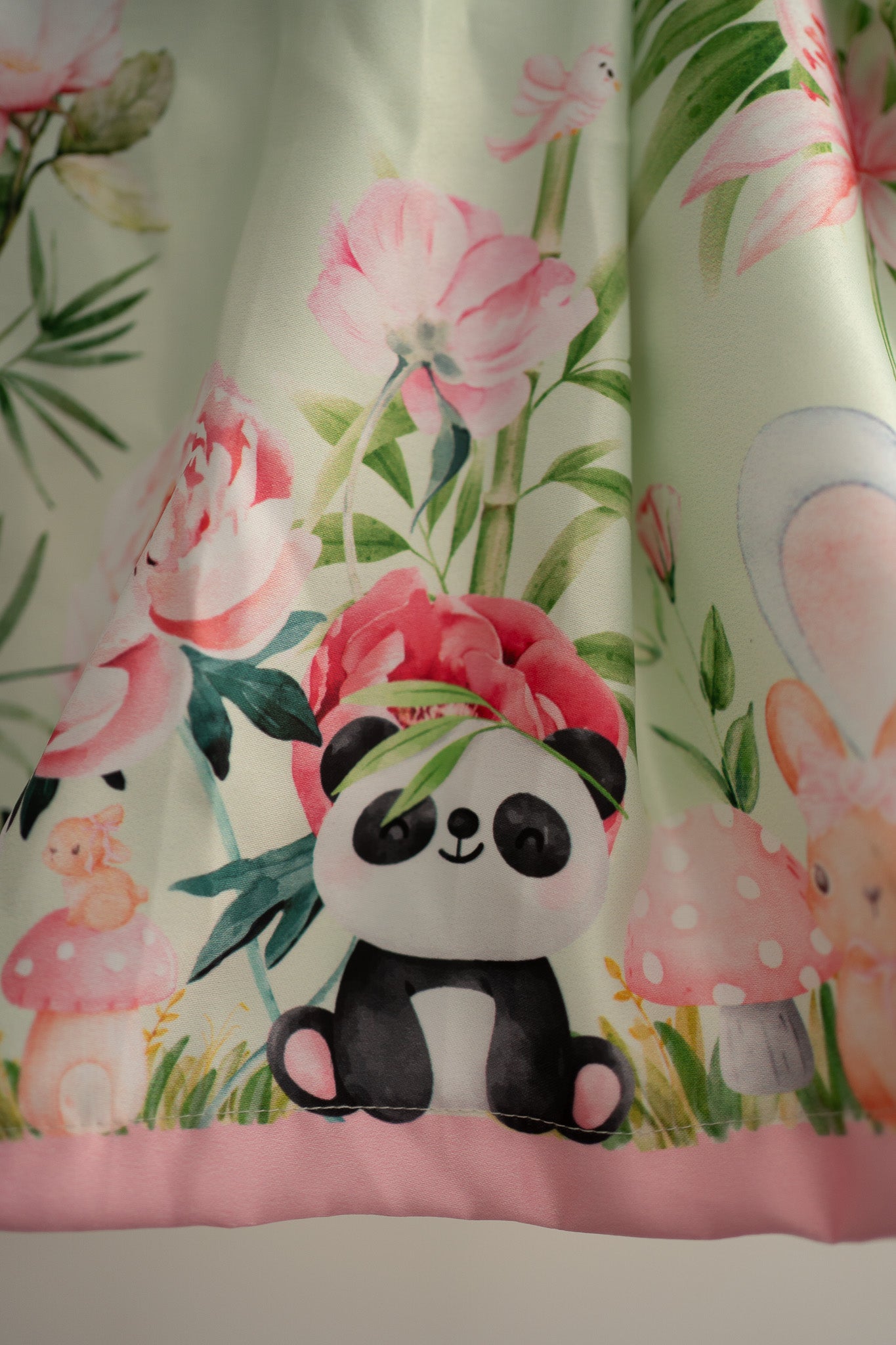 Panda wonderland theme mint green kids birthday frock