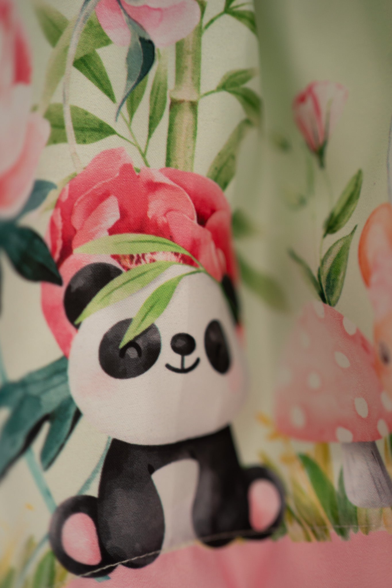 Panda wonderland theme mint green kids birthday frock