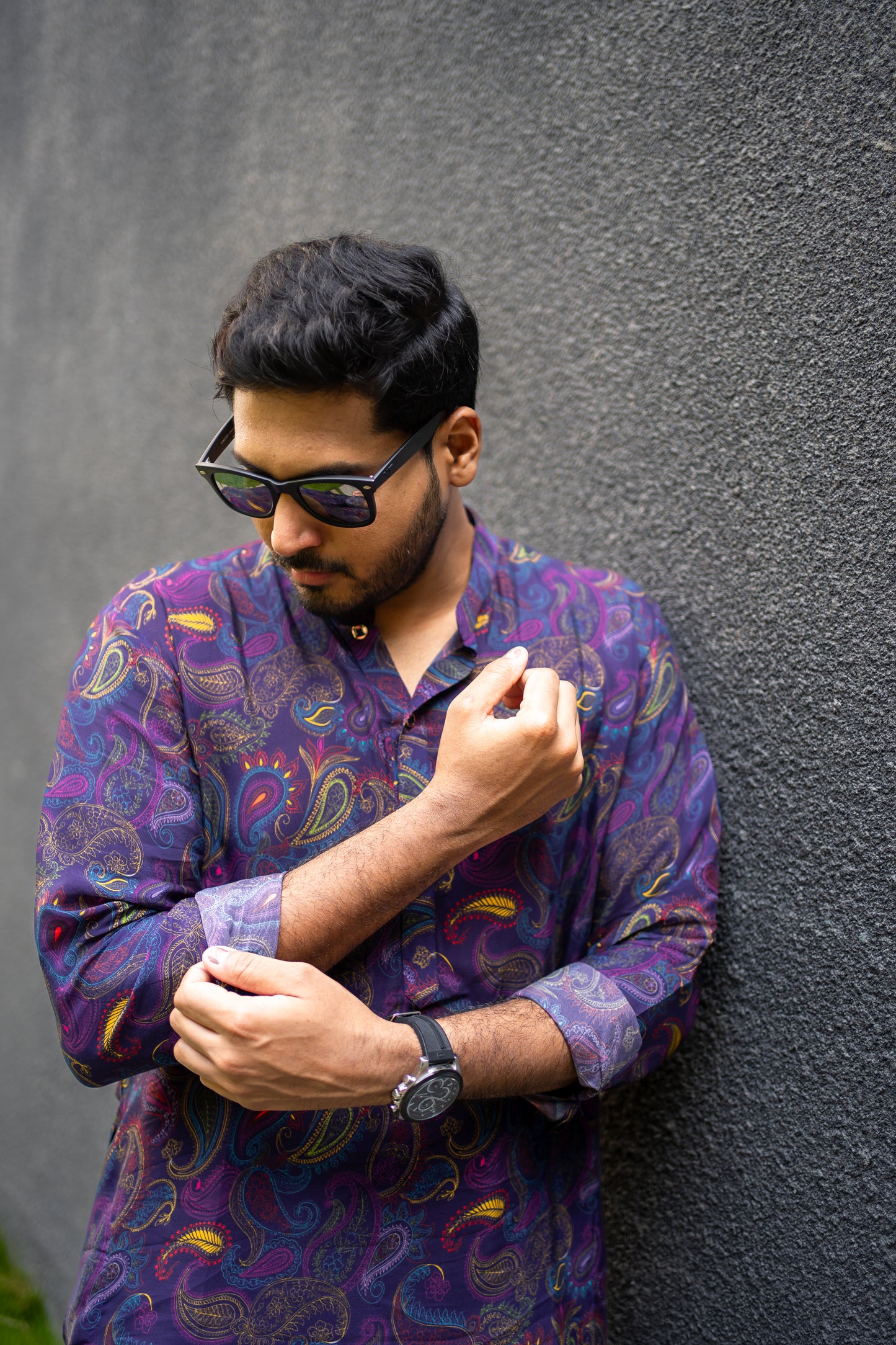 Bhavika Devarapalli Men Kurta set, Floral print, Designer Kurta sets, Best designer kurta set, purple men Kurta set, top Indian Designer Kurta set, Indian Occasional & Men Festival wear, Best Designer collection.