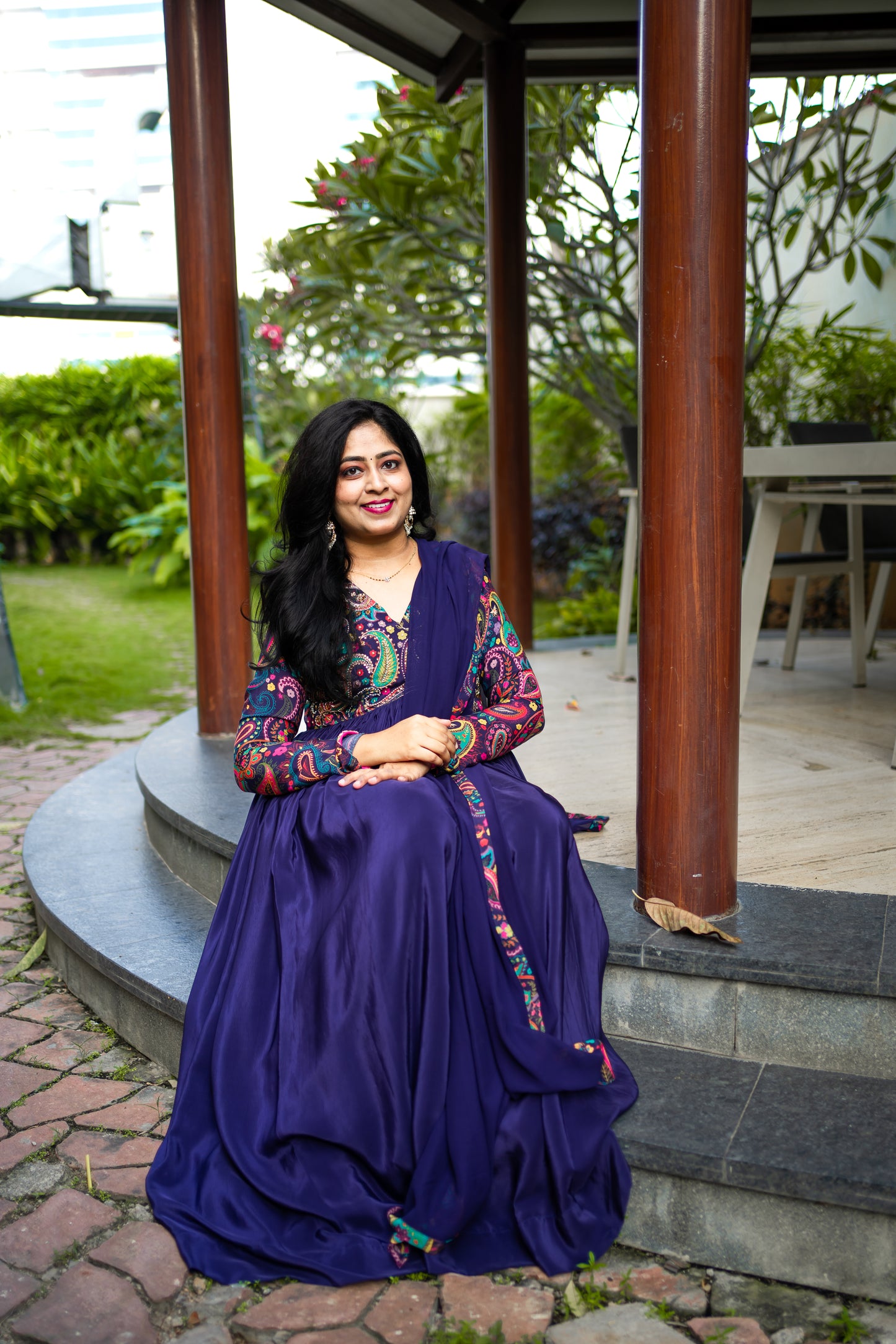 Bhavika Devarapalli Anarkali suite , Floral print, Designer frocks, Best designer dress, pink long dress, top Indian Designer dresses, frocks, Indian Occasional & partywear wear, Best Designer collection, purple Anarkali dress