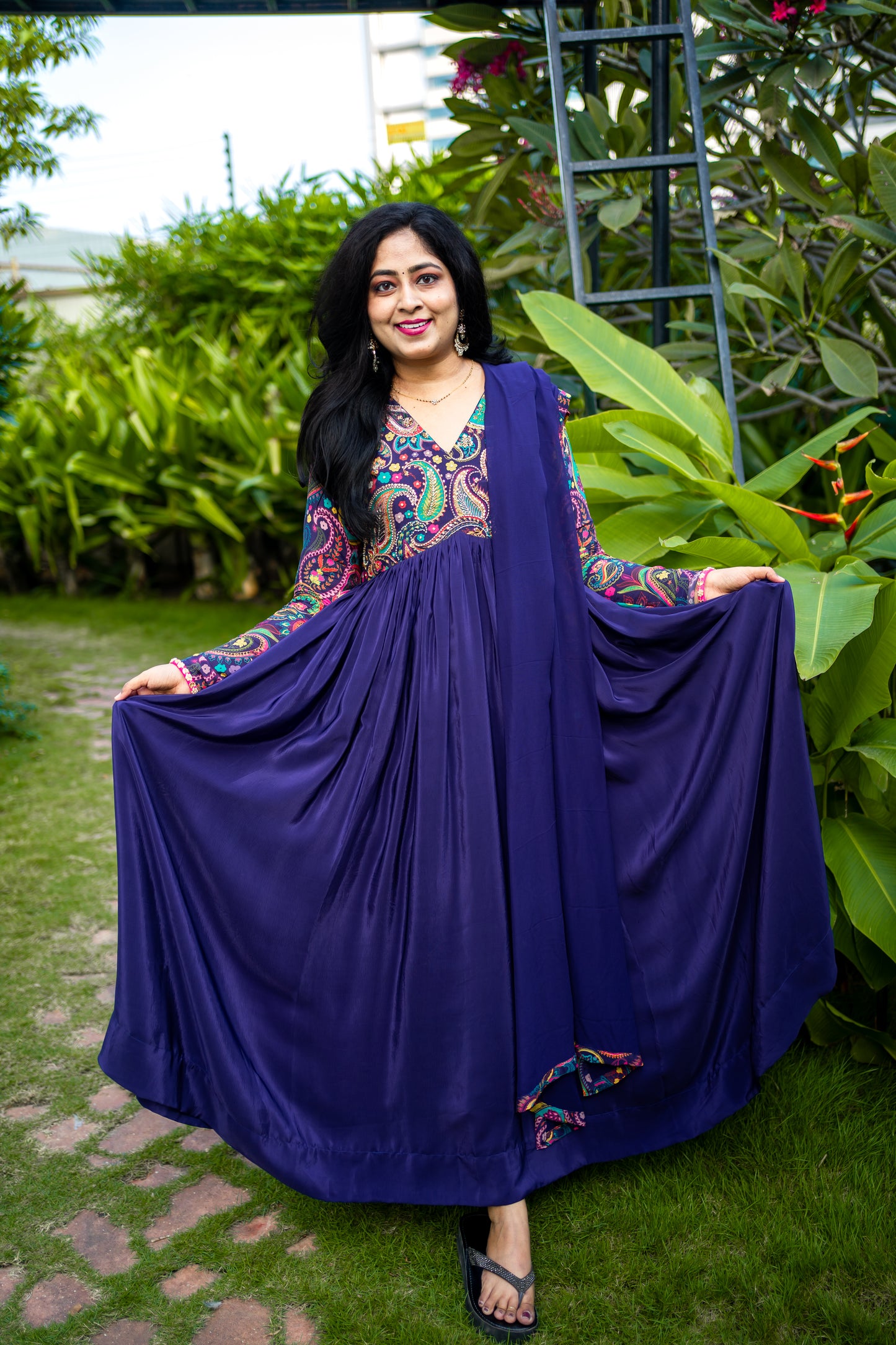 Bhavika Devarapalli Anarkali suite , Floral print, Designer frocks, Best designer dress, pink long dress, top Indian Designer dresses, frocks, Indian Occasional & partywear wear, Best Designer collection, purple Anarkali dress