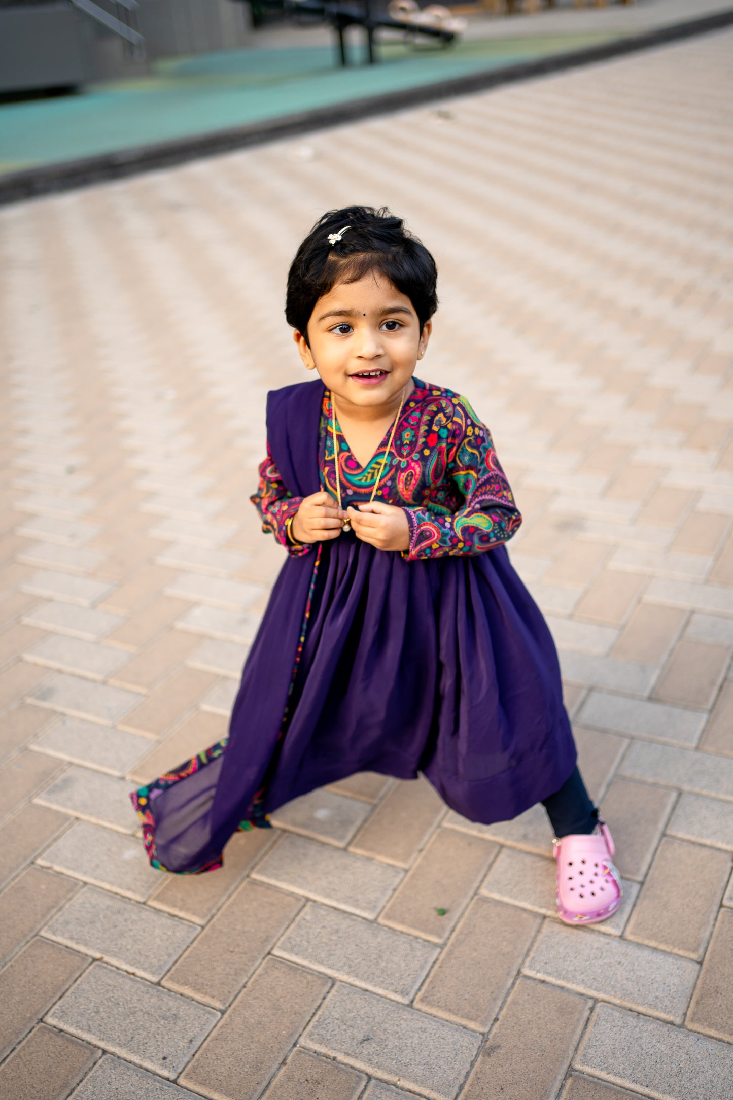 Bhavika Devarapalli Anarkali suite , Floral print, Designer frocks, Best designer dress, kids partywear, top Indian Designer dresses, frocks, Kids Occasional & partywear wear, Best Designer collection, purple KIDS Anarkali dress, kids floral dresses