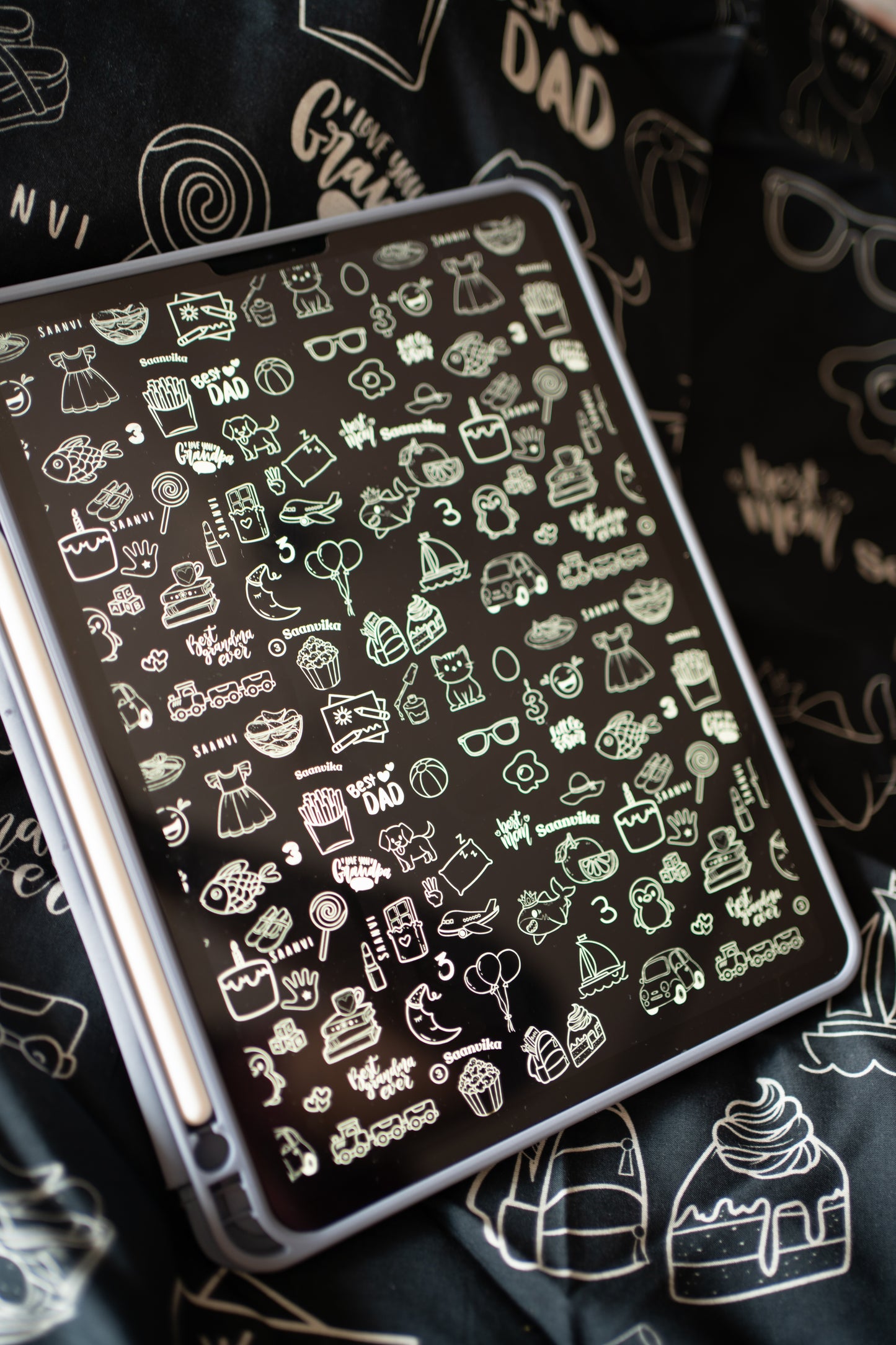 Birthday Doodling theme black and white kids frock