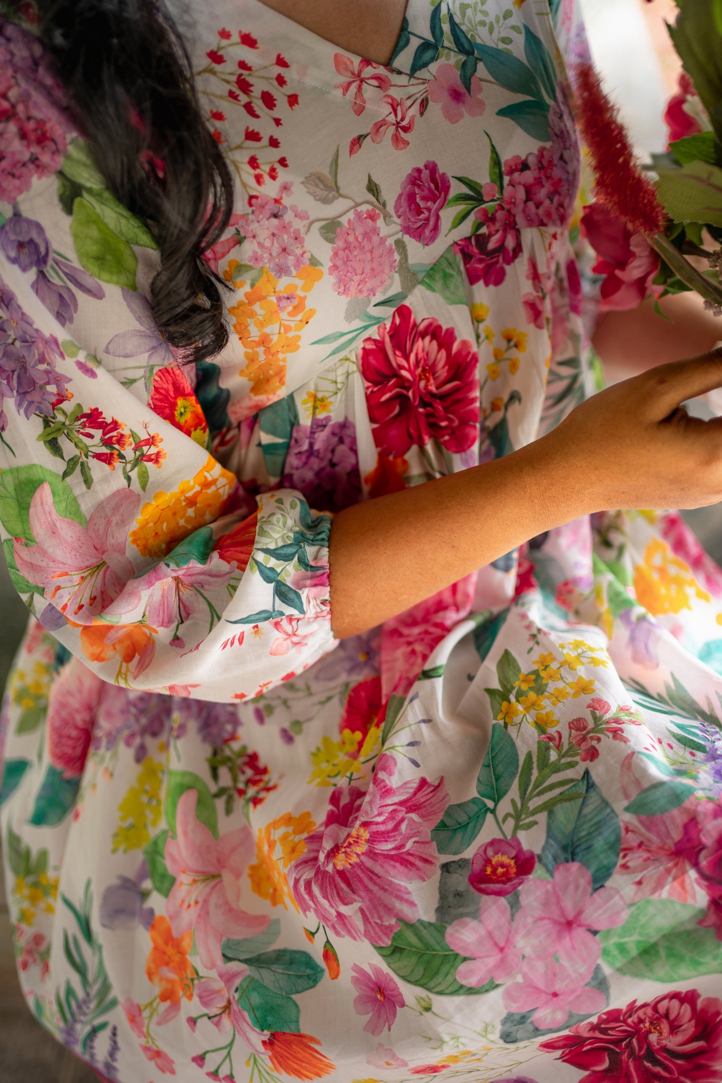 Bhavika Devarapalli mid length dress , Floral print, Designer frocks, Best designer dress, black mid length dress, top Indian Designer dresses, frocks, Indian casual wea, Best Designer collection, white cotton frock, black floral dress, white cotton printed Dress, white dress, floral prints,cotton floral dress