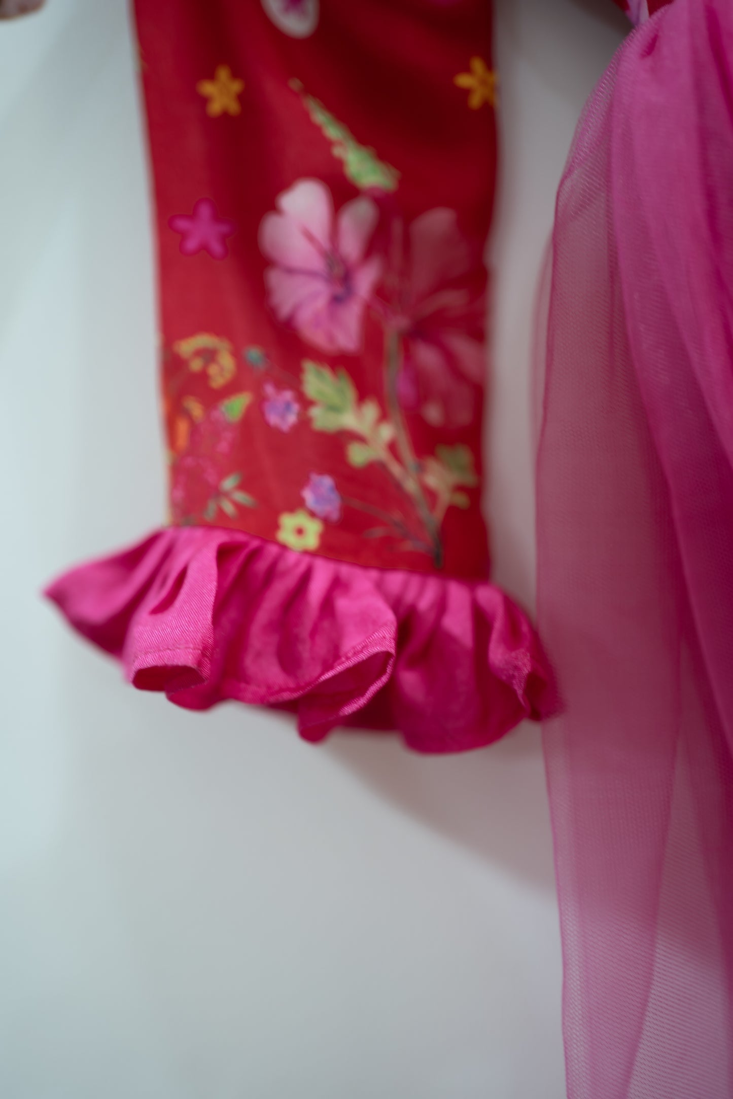 Birthday Floral theme Red and pink kids frock