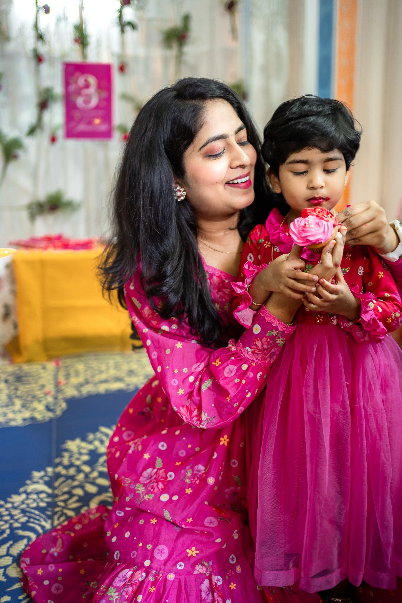 Tiny Floral theme pink WOMEN frock