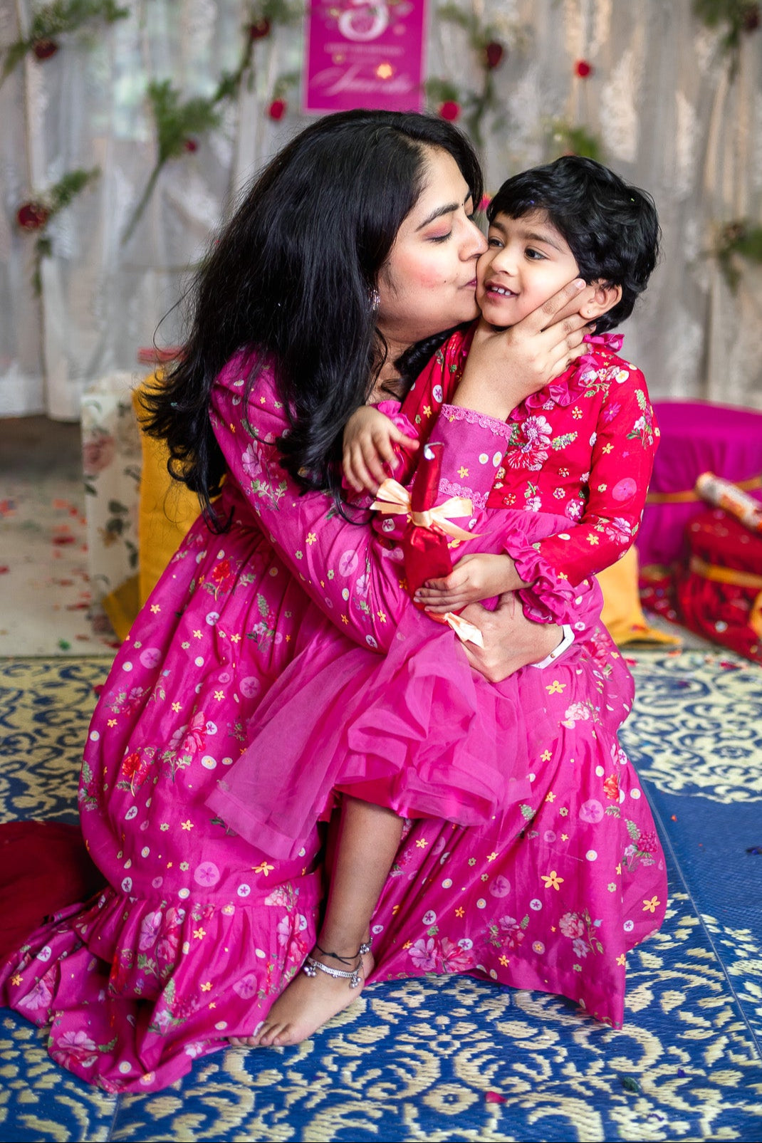 Tiny Floral theme pink WOMEN frock