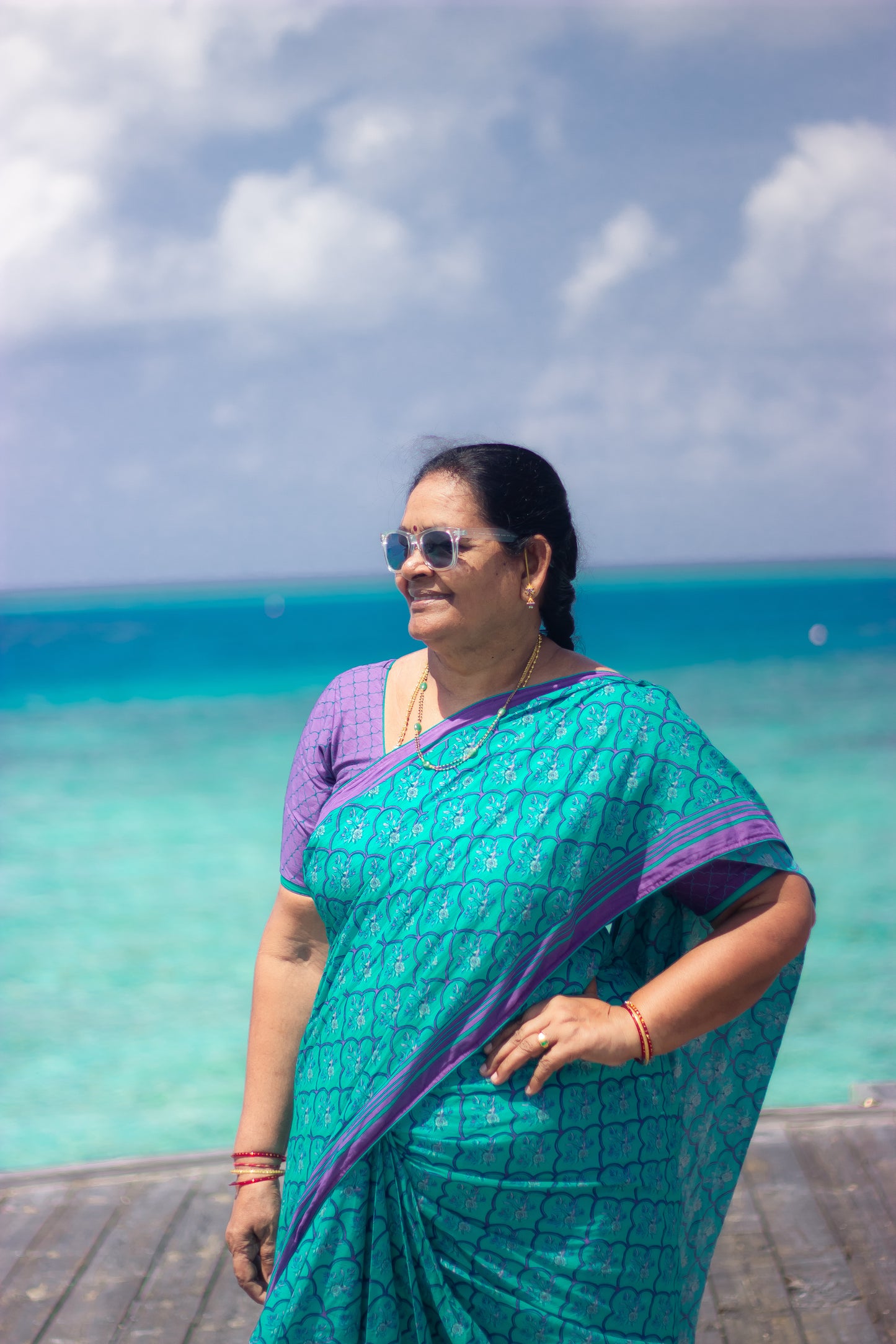 Bhavika Devarapalli Cotton, Floral print, Best designer vacation, top Indian Designer maldives vacation theme dresses, Indian Occasional wear, Best Designer collection, blue saree, checks saree, blue cotton saree, floral cotton saree, beach saree, ocean prints