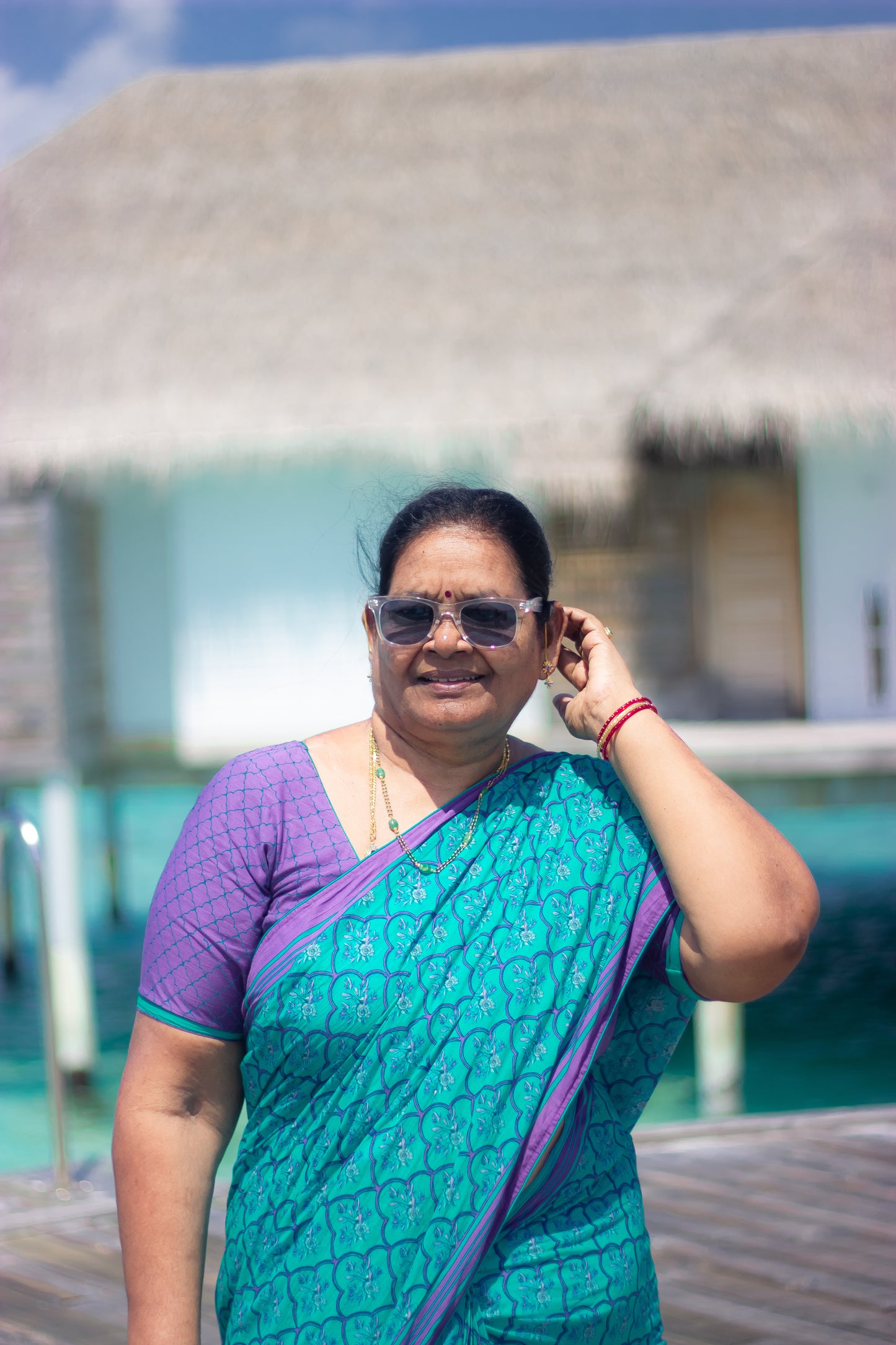 Bhavika Devarapalli Cotton, Floral print, Best designer vacation, top Indian Designer maldives vacation theme dresses, Indian Occasional wear, Best Designer collection, blue saree, checks saree, blue cotton saree, floral cotton saree, beach saree, ocean prints