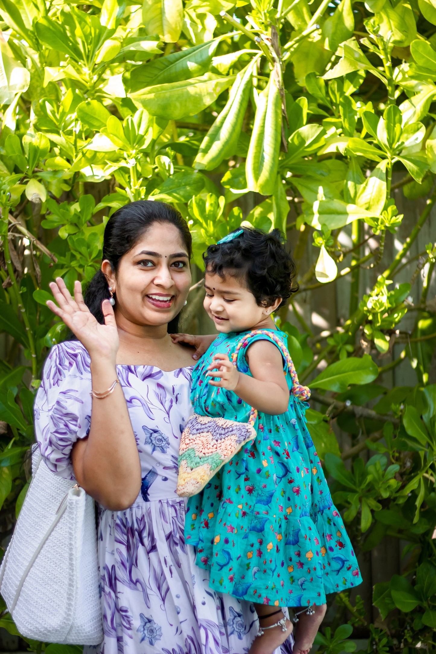 Bhavika Devarapalli Cotton family combo, Floral print, Designer cotton printed frock, Best designer vacation, top Indian Designer Maldives vacation theme dresses, Indian Occasional wear, Best Designer collection,white frock, beach wear, family twinning