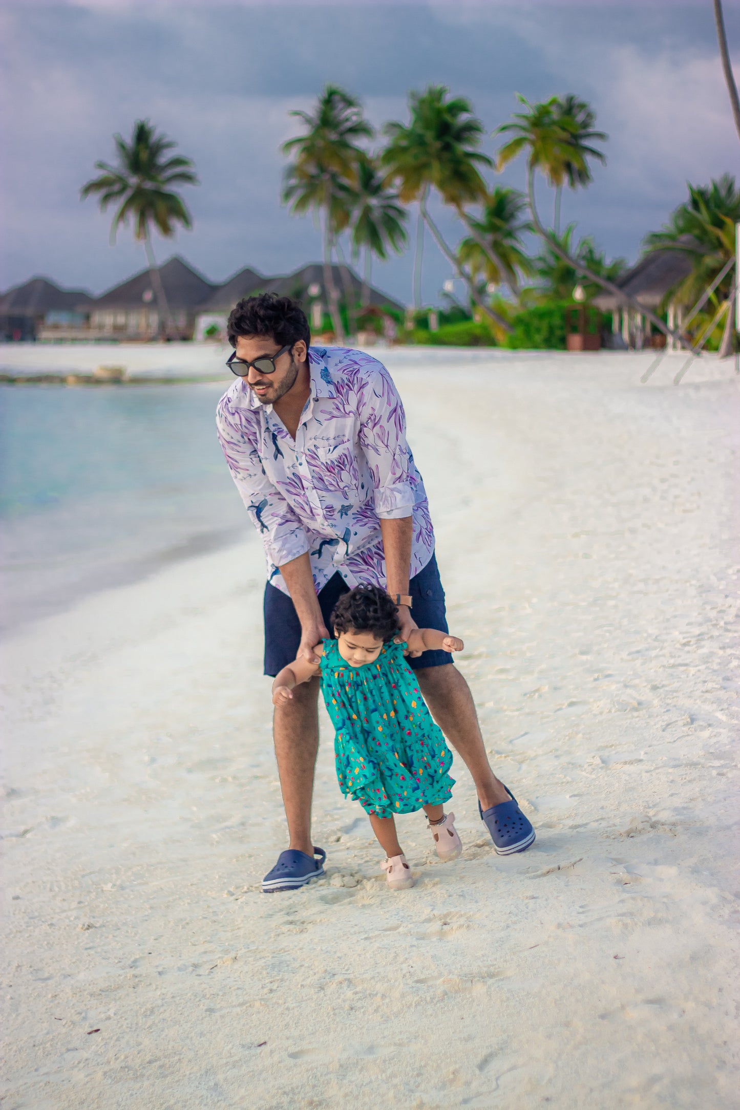 Bhavika Devarapalli Cotton family combo, Floral print, Designer cotton printed frock, Best designer vacation, top Indian Designer Maldives vacation theme dresses, Indian Occasional wear, Best Designer collection,white frock, beach wear, family twinning
