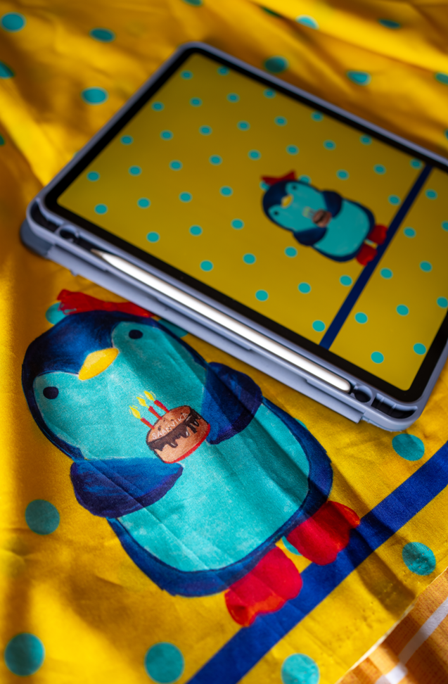 Bhavika Devarapalli Cotton frock, Floral print, Designer cotton frock, birthday theme, kids printed frocks, Best designer kids frock, top Indian Designer kids collection, Best Designer collection, yellow polki dots printed frock, penguin dress, doodles frock.