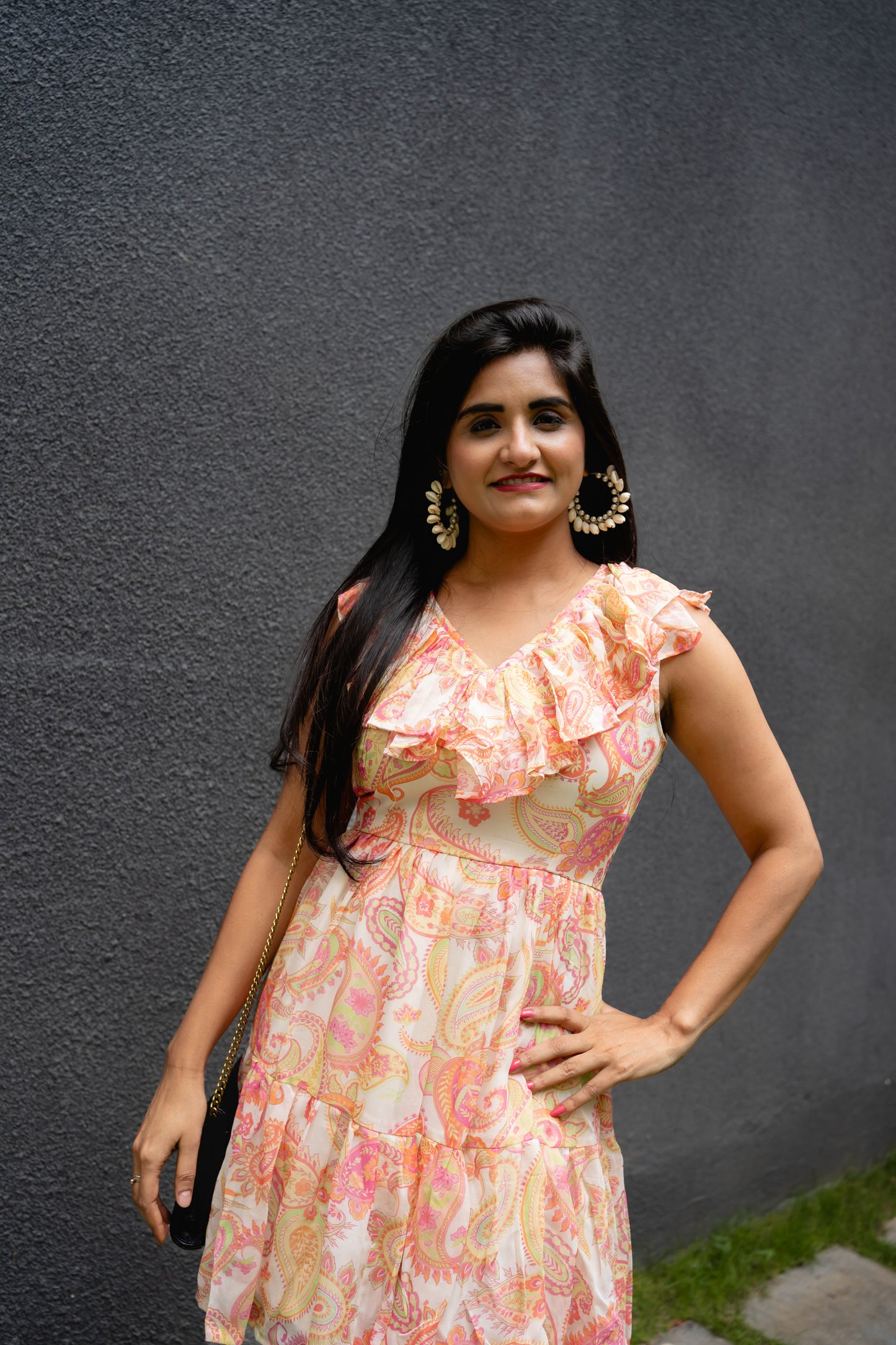 Bhavika Devarapalli short Ruffles dress , Floral print, Designer frocks, Best designer dress, cream short ruffle dress, top Indian Designer dresses, frocks, Indian Occasional & partywear wear, Best Designer collection, white Ruffles frock