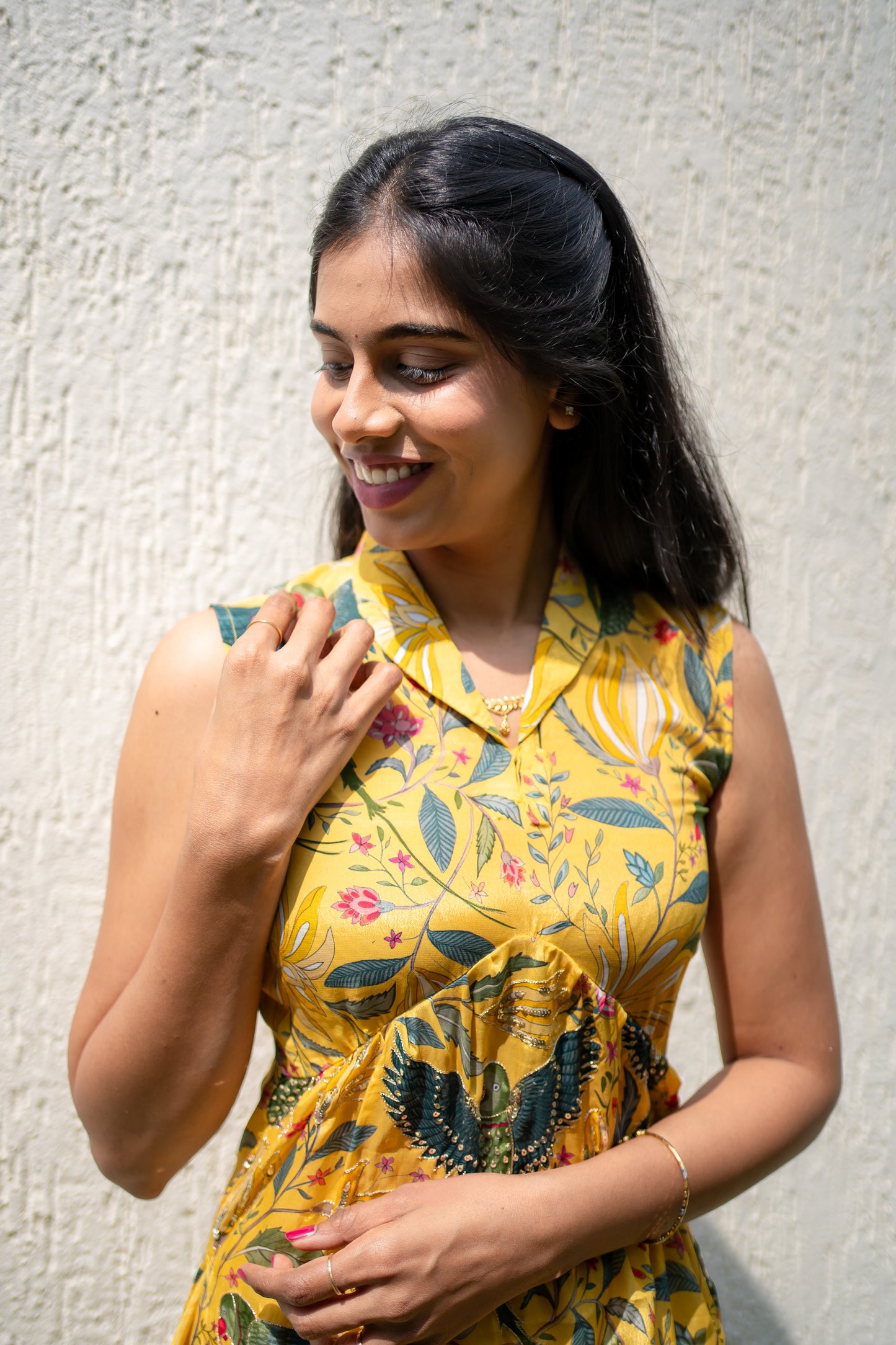 Bhavika Devarapalli Kurta set, Floral print, Designer Kurta sets, Best designer kurta set, yellow Kurta set, top Indian Designer Kurta set, Anarkalis, Indian Occasional & Festival wear, Best Designer collection.