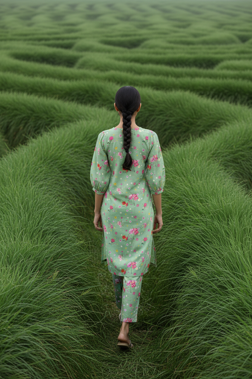 Petal Princess Green Kurta Co-ord Set