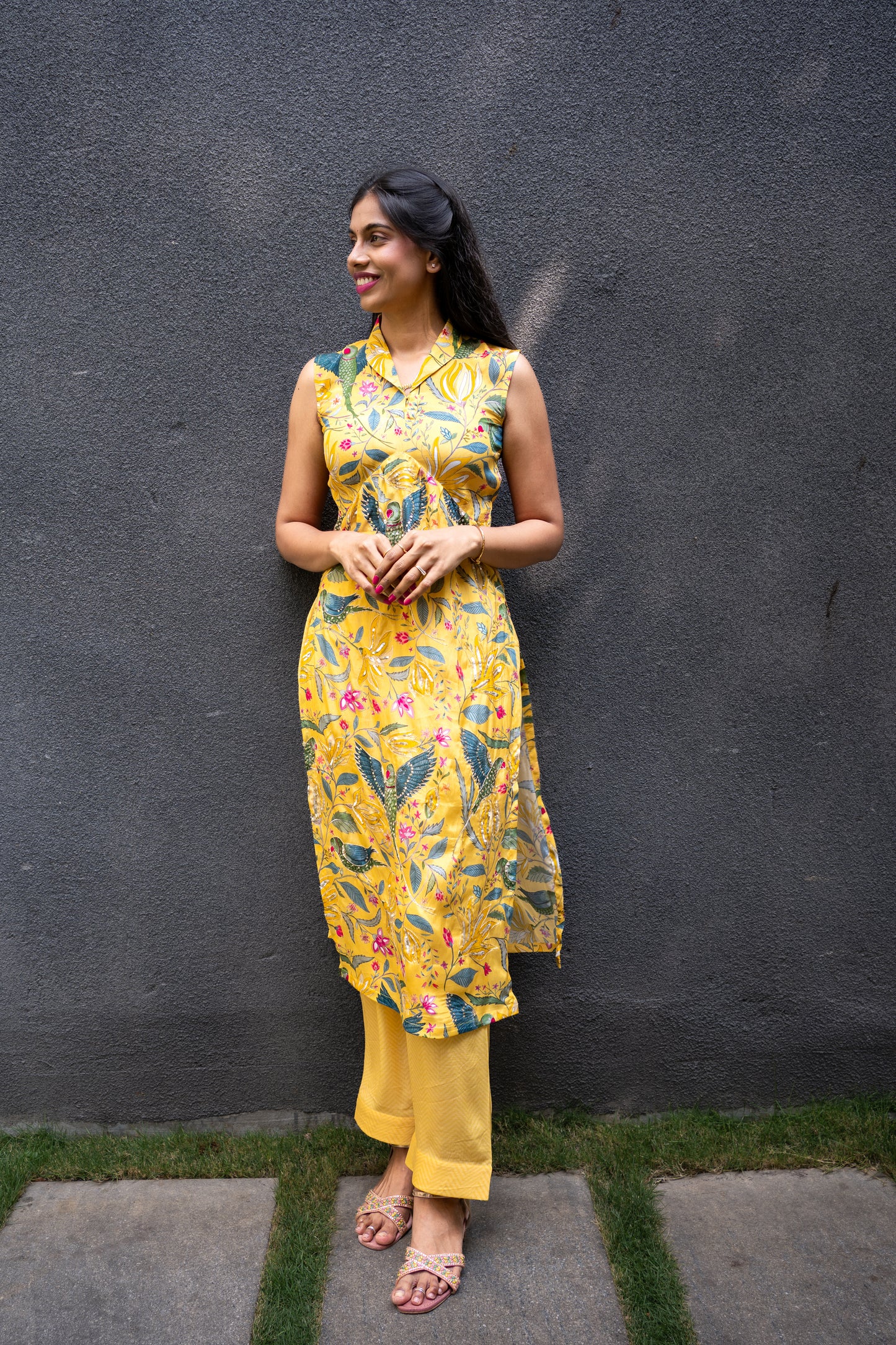 Bhavika Devarapalli Kurta set, Floral print, Designer Kurta sets, Best designer kurta set, yellow Kurta set, top Indian Designer Kurta set, Anarkalis, Indian Occasional & Festival wear, Best Designer collection.