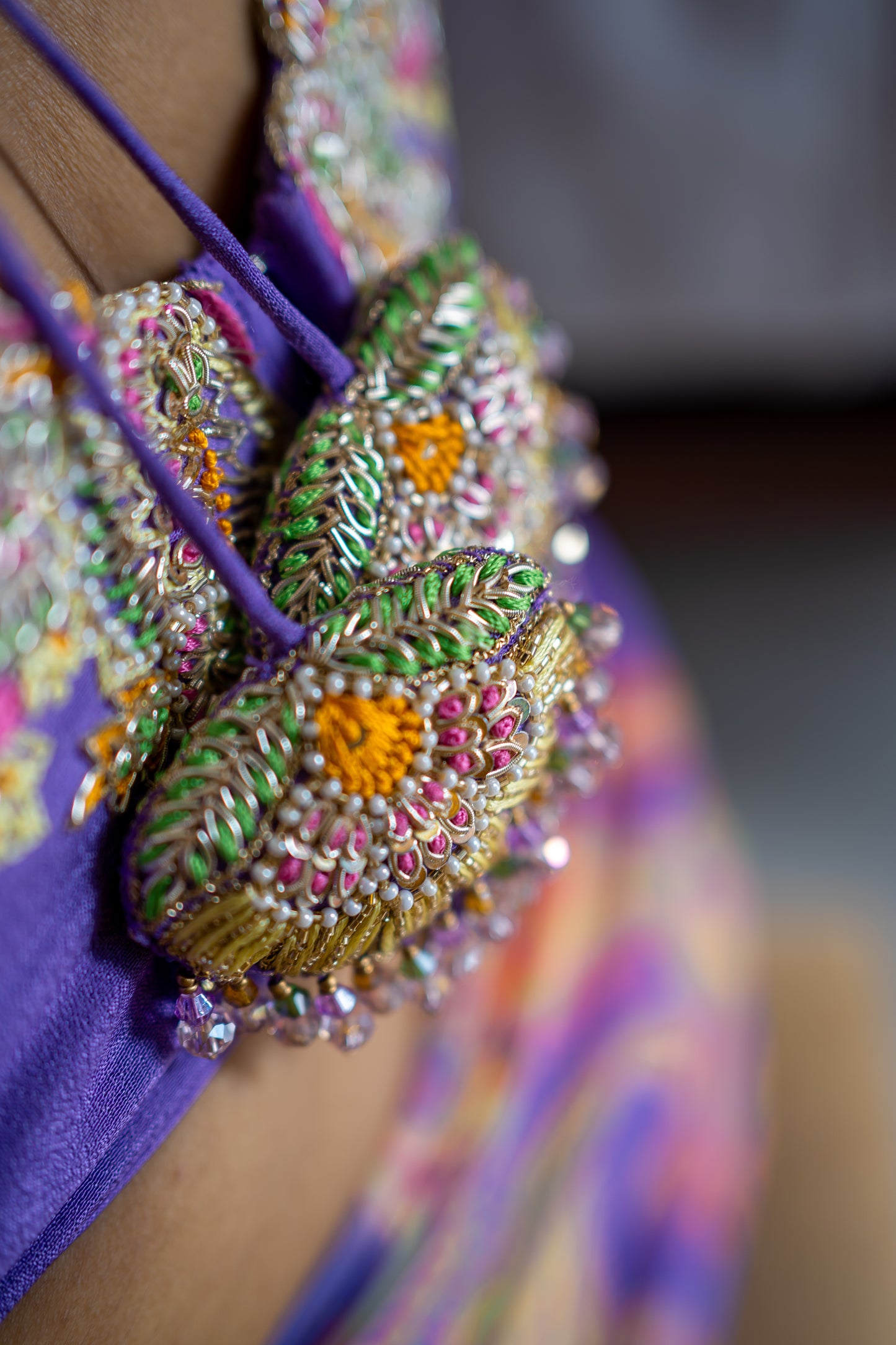 Bhavika Devarapalli Sarees, Floral print, Best Designer Saree, Designer Saree, top Indian Designer Saree, Indian Occasional & Festival wear saree, Best Designer Saree Collection, purple Saree, ruffle saree,ready to wear saree, Printed Saree.