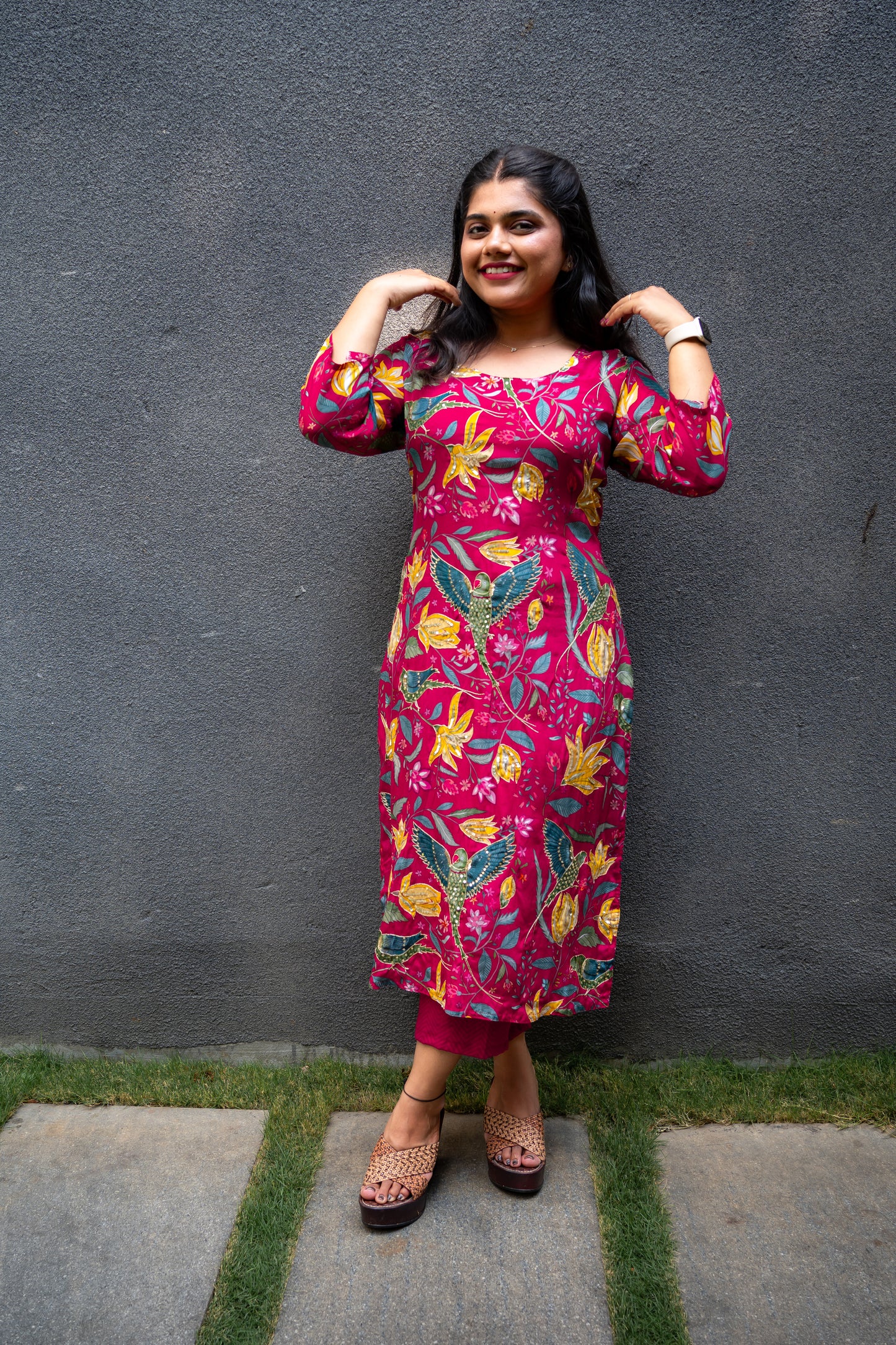Bhavika Devarapalli Kurta set, Floral print, Designer Kurta sets, Best designer kurta set, Red Kurta set, top Indian Designer Kurta set, Anarkalis, Indian Occasional & Festival wear, Best Designer collection.