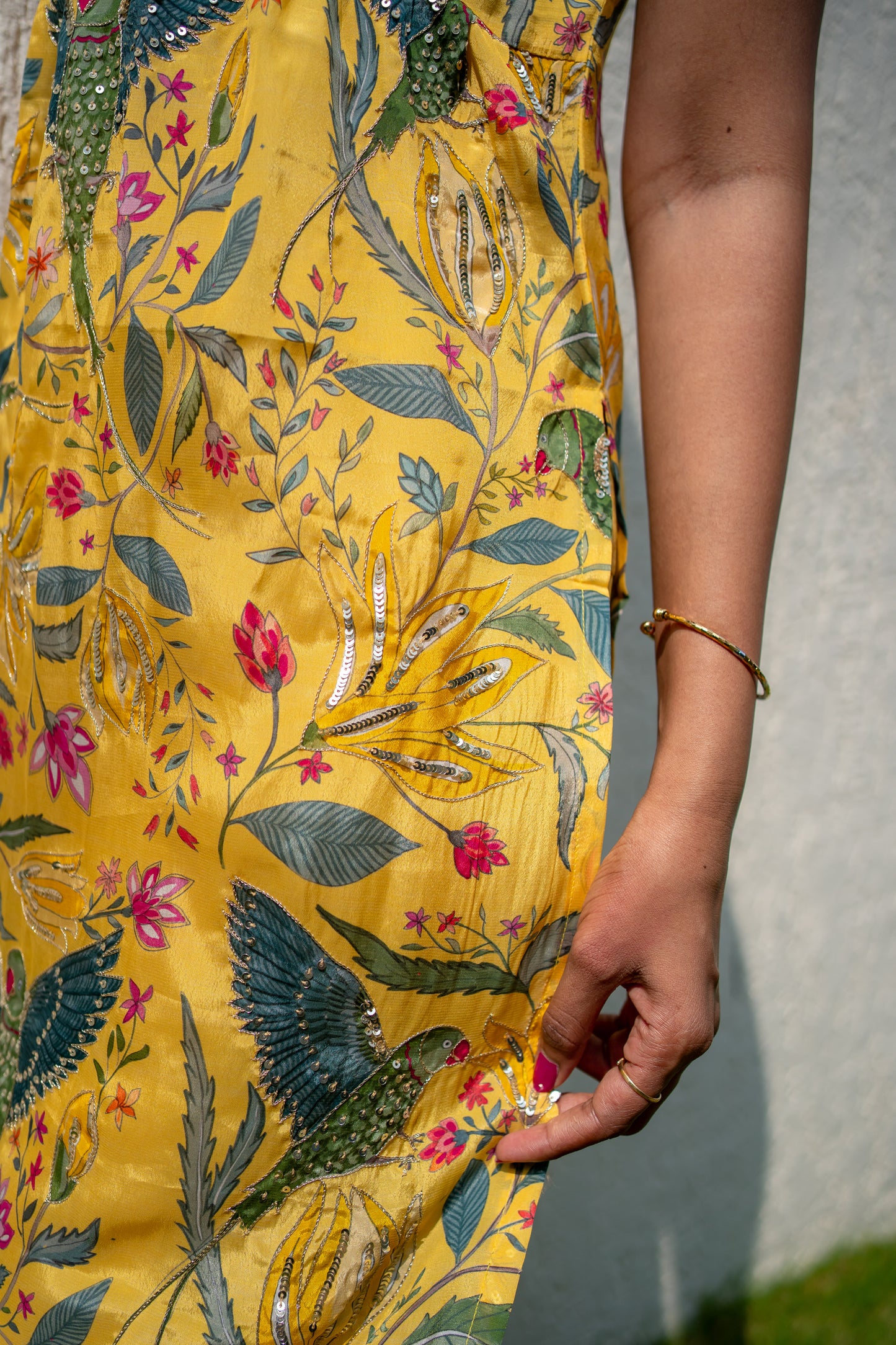 Bhavika Devarapalli Kurta set, Floral print, Designer Kurta sets, Best designer kurta set, yellow Kurta set, top Indian Designer Kurta set, Anarkalis, Indian Occasional & Festival wear, Best Designer collection.