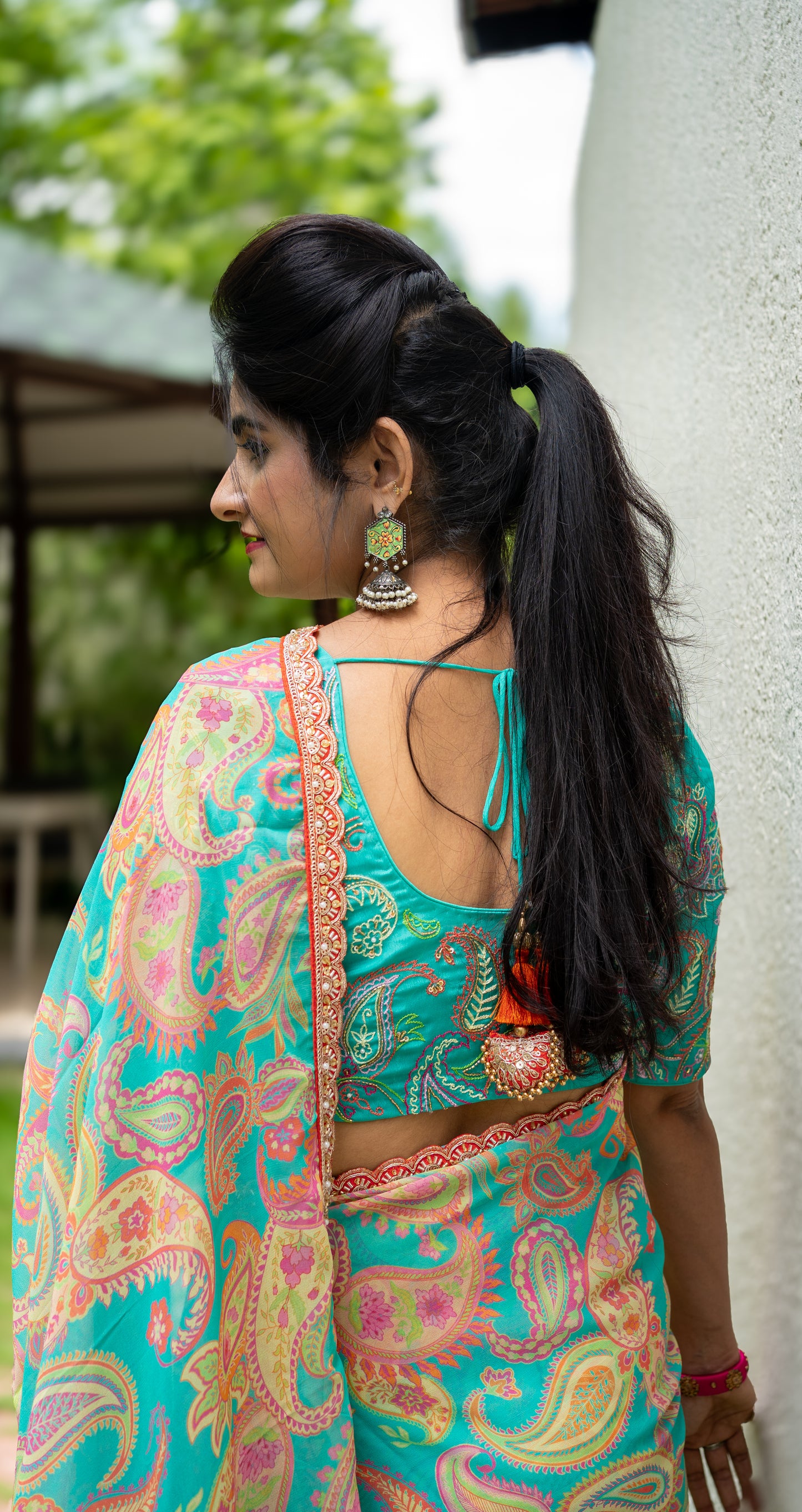 Bhavika Devarapalli Sarees, Floral print, Best Designer Saree, Designer Saree, top Indian Designer Saree, Indian Occasional & Festival wear saree, Best Designer Saree Collection, turquoise Saree, blue saree,Printed Saree.
