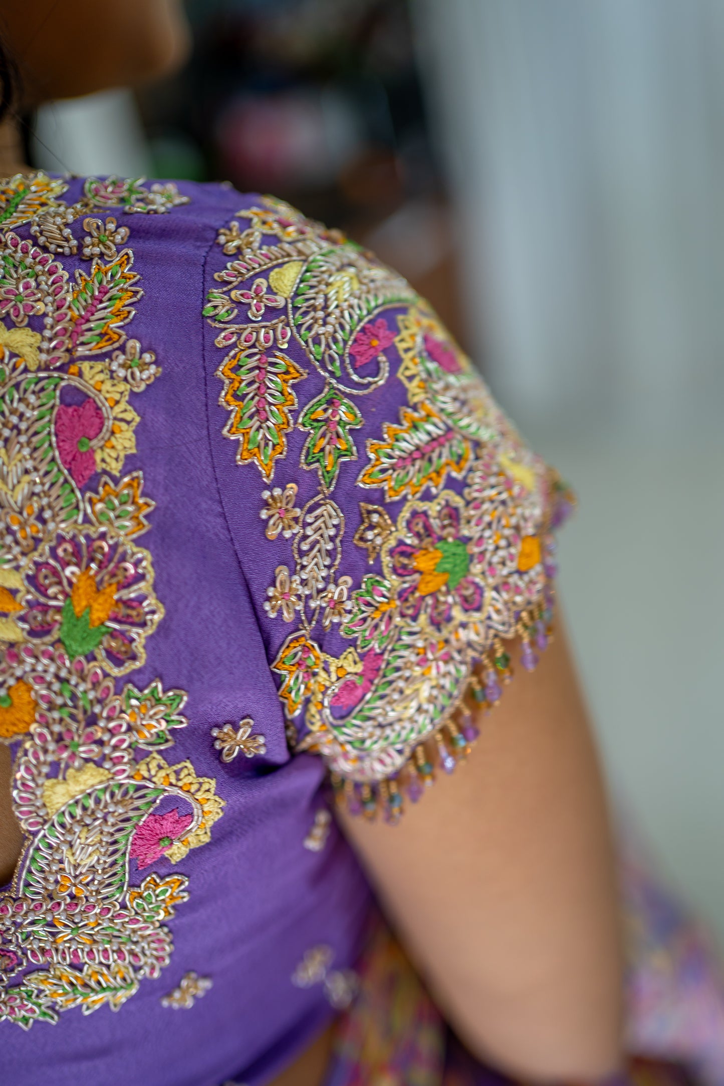 Bhavika Devarapalli Sarees, Floral print, Best Designer Saree, Designer Saree, top Indian Designer Saree, Indian Occasional & Festival wear saree, Best Designer Saree Collection, purple Saree, ruffle saree,ready to wear saree, Printed Saree, purple ruffle saree, printed ruffle saree