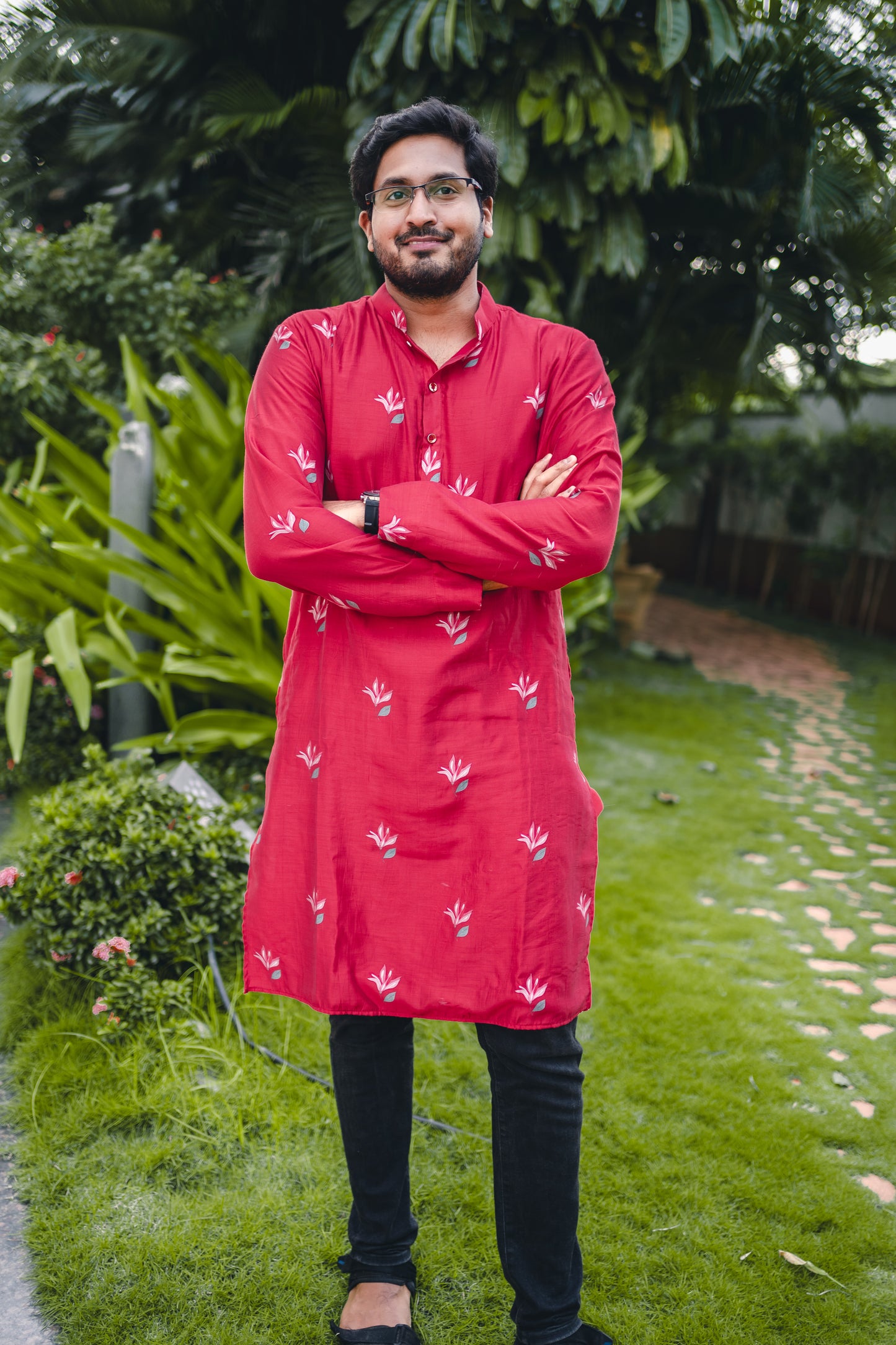 Bhavika Devarapalli Kurta set, Floral print, Designer Kurta sets, Best designer kurta set, Red men Kurta set, top Indian Designer Kurta set, Anarkalis, Indian Occasional & Festival wear, Best Designer collection.