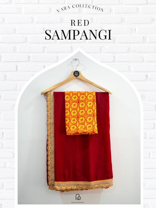 Festival sarees online, Red designer saree, raw silk blouse, semi silk saree, ethnic wear for women, wedding sarees, festive fashion India, silk sarees with blouse, printed raw silk, designer sarees 2025, saree trends India, Red silk saree, traditional sarees, party wear sarees, saree with printed blouse, premium sarees online, handcrafted sarees, saree for puja, elegant silk sarees, festive ethnic collection, bhavika devarapalli, vara collection, bhavikadevarapalli brand