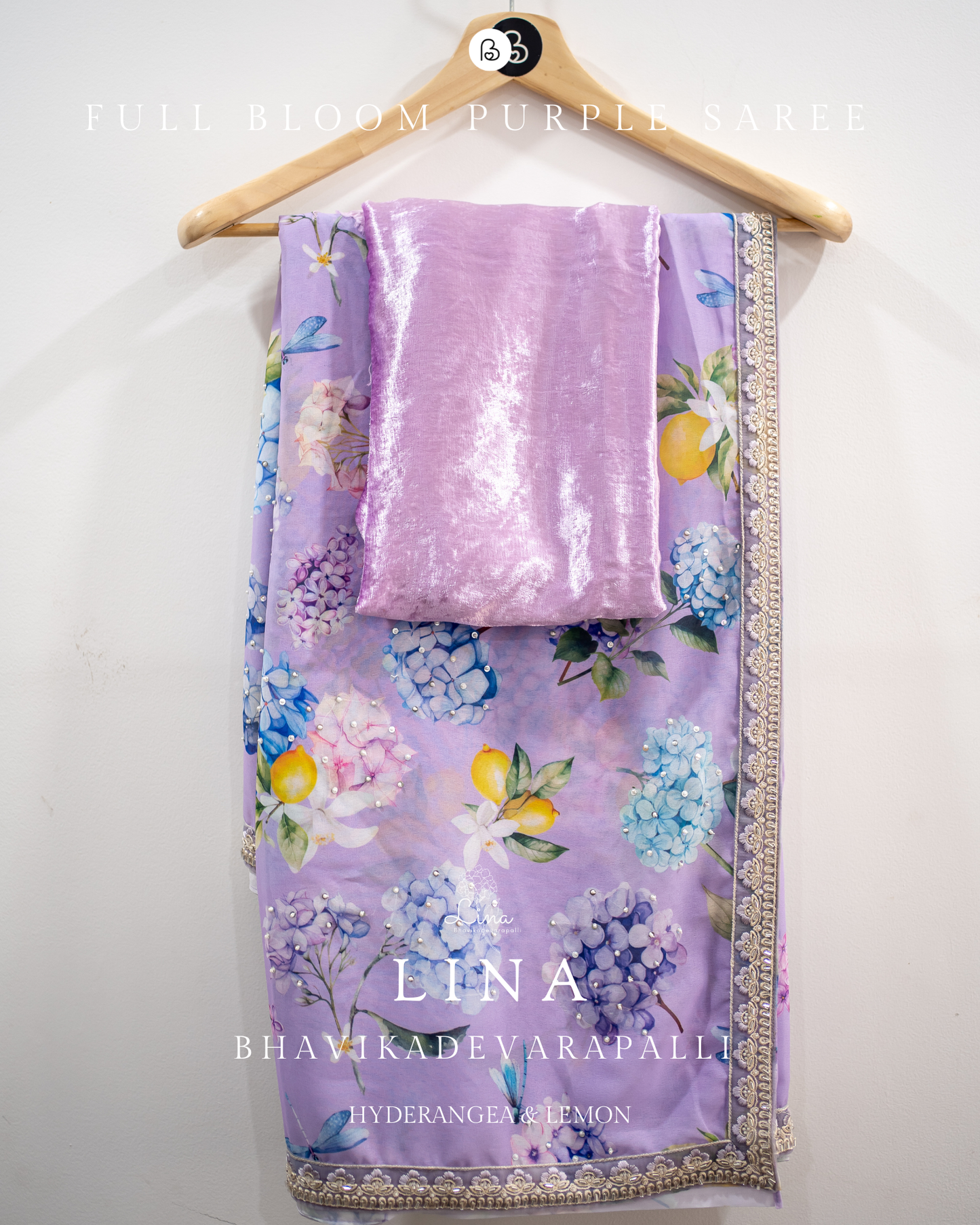 LINA Full Bloom Purple Saree