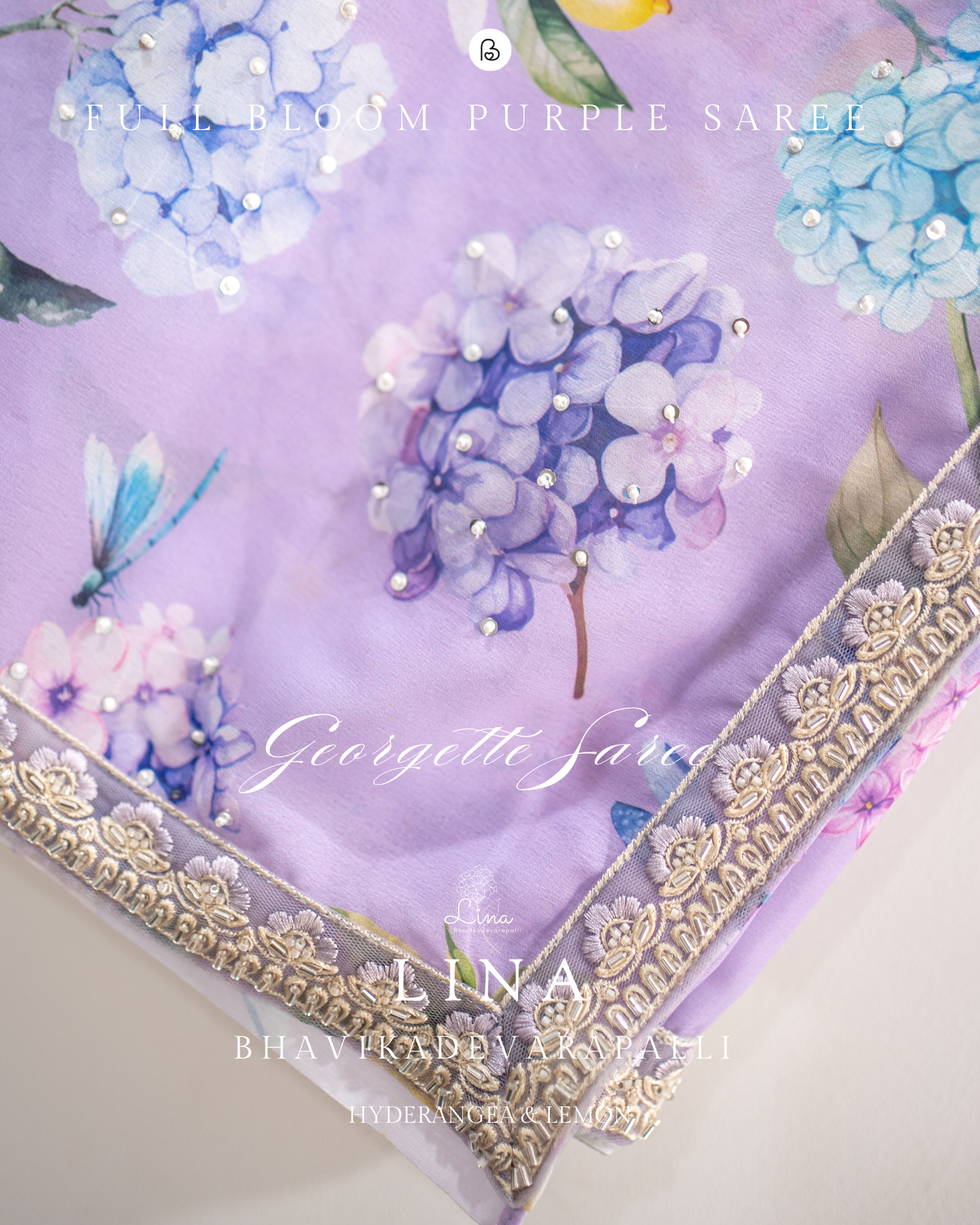 LINA Full Bloom Purple Saree