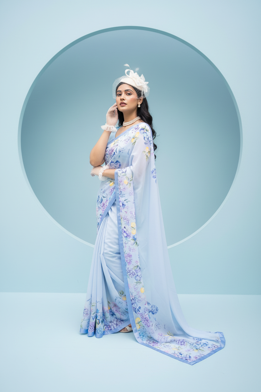 LINA Garden Blue Saree