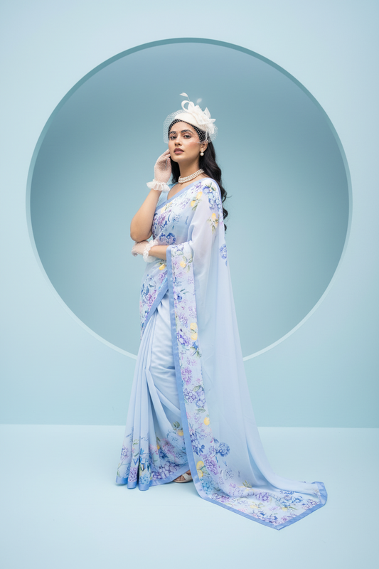 LINA Garden Blue Saree
