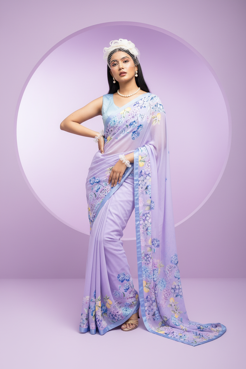 LINA Garden Purple Saree