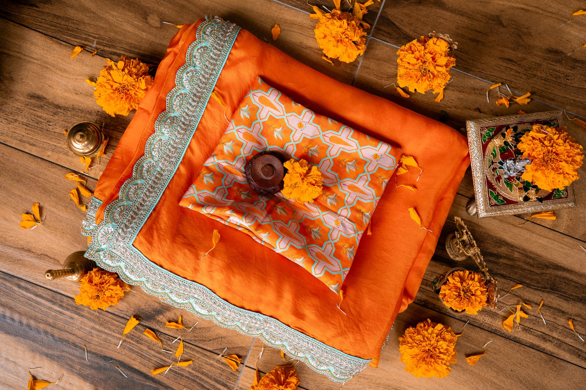 Festival sarees online, Orange designer saree, raw silk blouse, semi silk saree, ethnic wear for women, wedding sarees, festive fashion India, silk sarees with blouse, printed raw silk, designer sarees 2025, saree trends India, Orange silk saree, traditional sarees, party wear sarees, saree with printed blouse, premium sarees online, handcrafted sarees, saree for puja, elegant silk sarees, festive ethnic collection, bhavika devarapalli, vara collection, bhavikadevarapalli brand