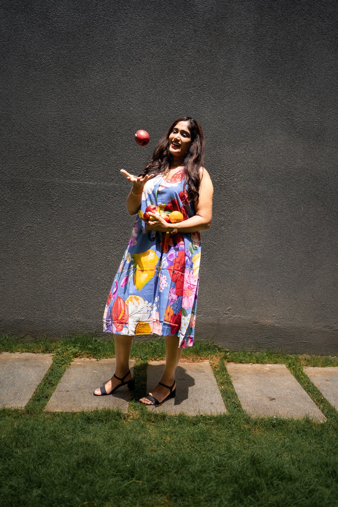 custom floral print dress, handmade fashion, travel-ready outfit, exclusive designer wear, personalized clothing, eco-friendly apparel, sustainable fashion, story-driven design, bespoke prints, emotional branding, boho chic style, resort wear, ethical fashion India, limited edition clothing, confident style, wearable art, anniversary outfit, birthday fashion gift, slow fashion collection, expressive design, bhavika devarapalli, fruvee, blue cotton dress