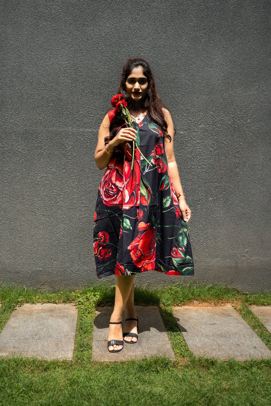 FRUVEE CHERROSE A Line Dress