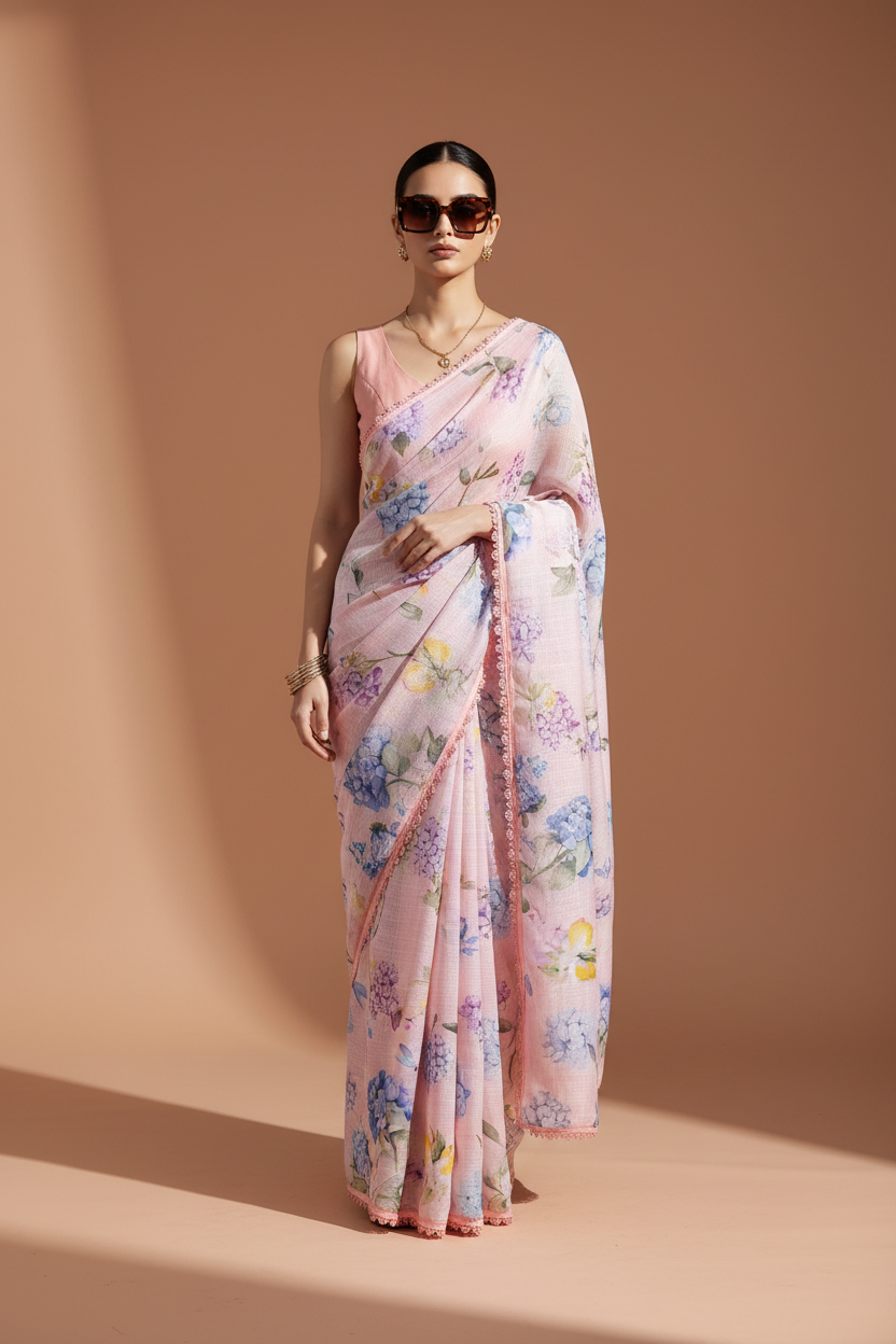 LINA Peach Kota Saree