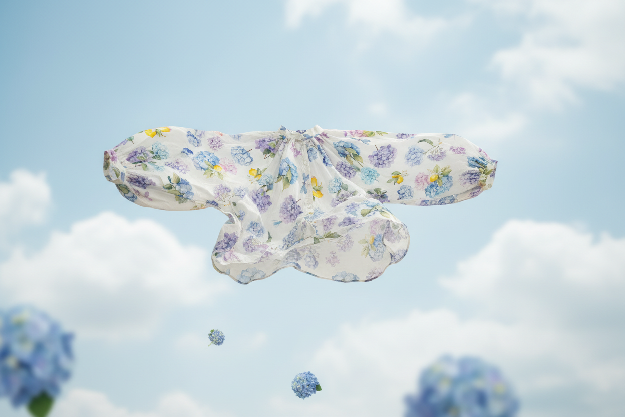 Lina cotton floral shirts, Hydrangea floral cotton shirts, Designer cotton shirts for women India, Bhavika Devarapalli designer shirts, Indian designer summer cotton shirts, Floral cotton shirts for women, Hydrangea print cotton shirts, Blue purple floral shirts women, Lemon floral cotton shirts, Breathable summer cotton shirts women