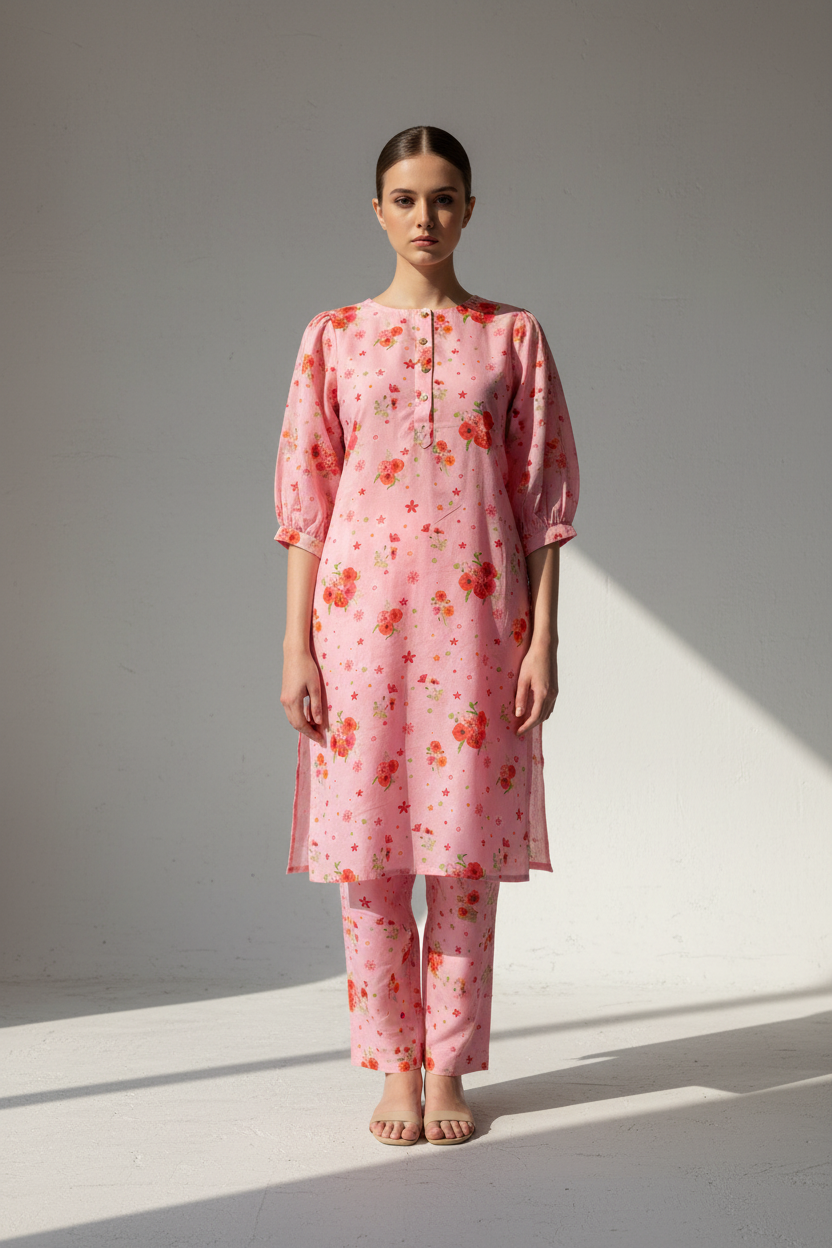 Petal Princess Peach Kurta Co-ord Set