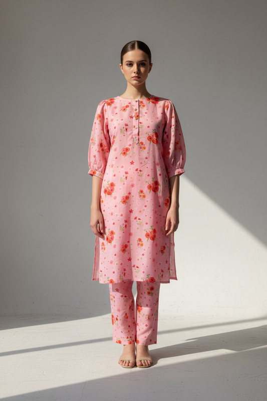 Petal Princess Peach Kurta Co-ord Set