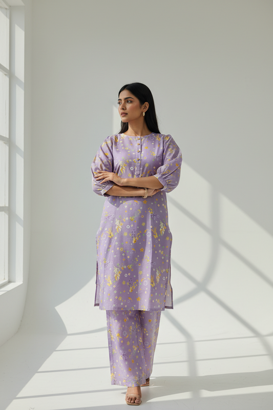 Petal Princess Purple Kurta Co-ord Set