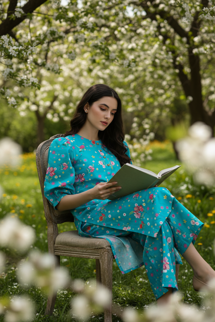 Petal Princess Blue Kurta Co-ord Set