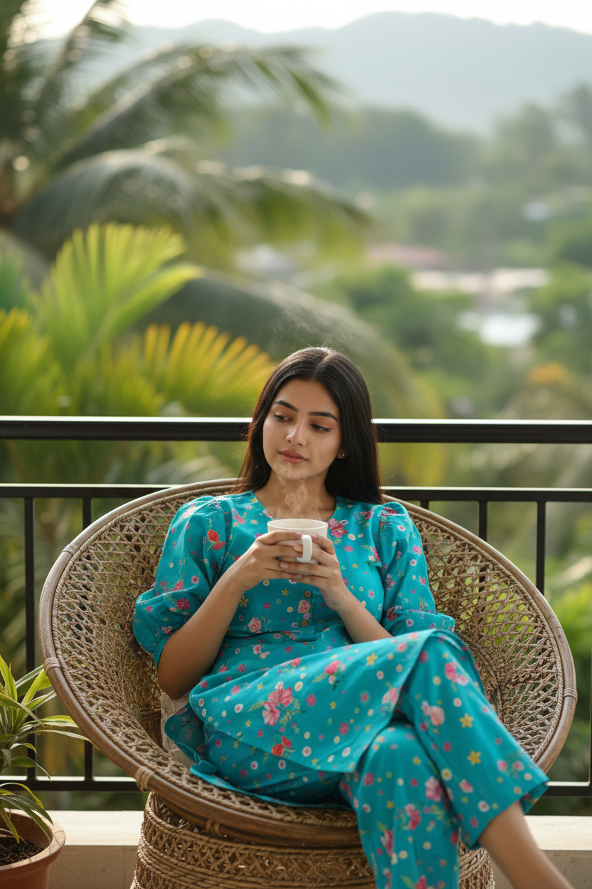 Petal Princess Blue Kurta Co-ord Set