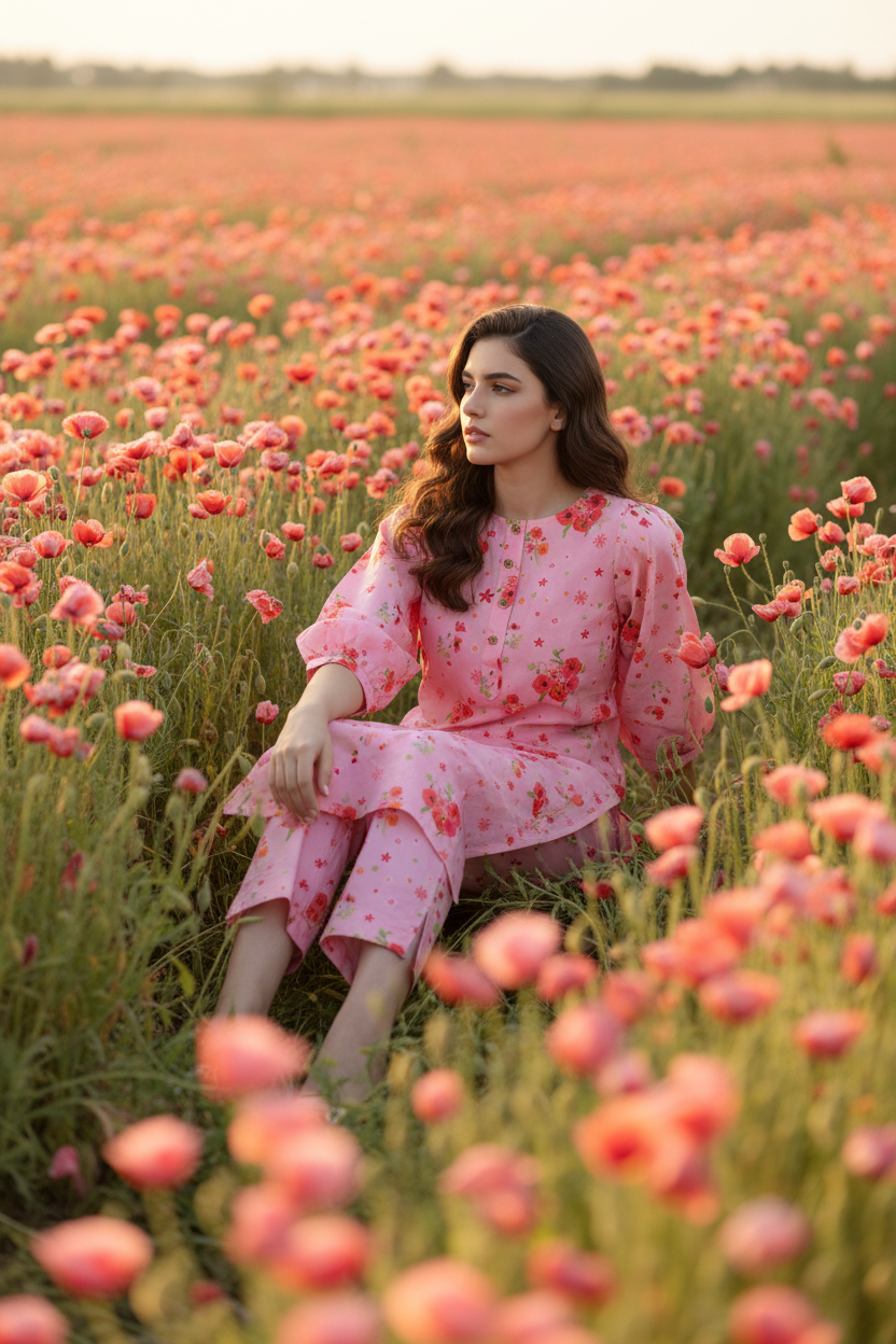 Petal Princess Peach Kurta Co-ord Set