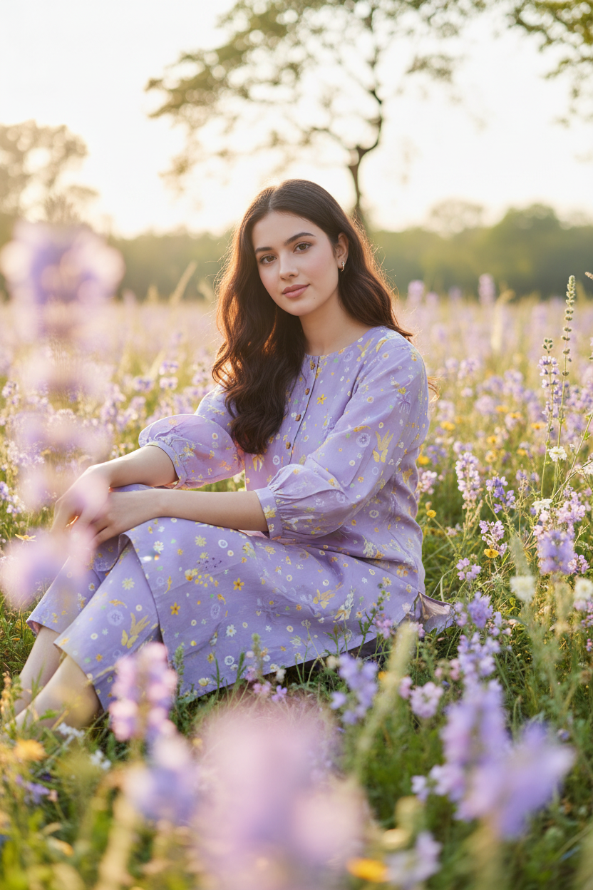 Petal Princess Purple Kurta Co-ord Set